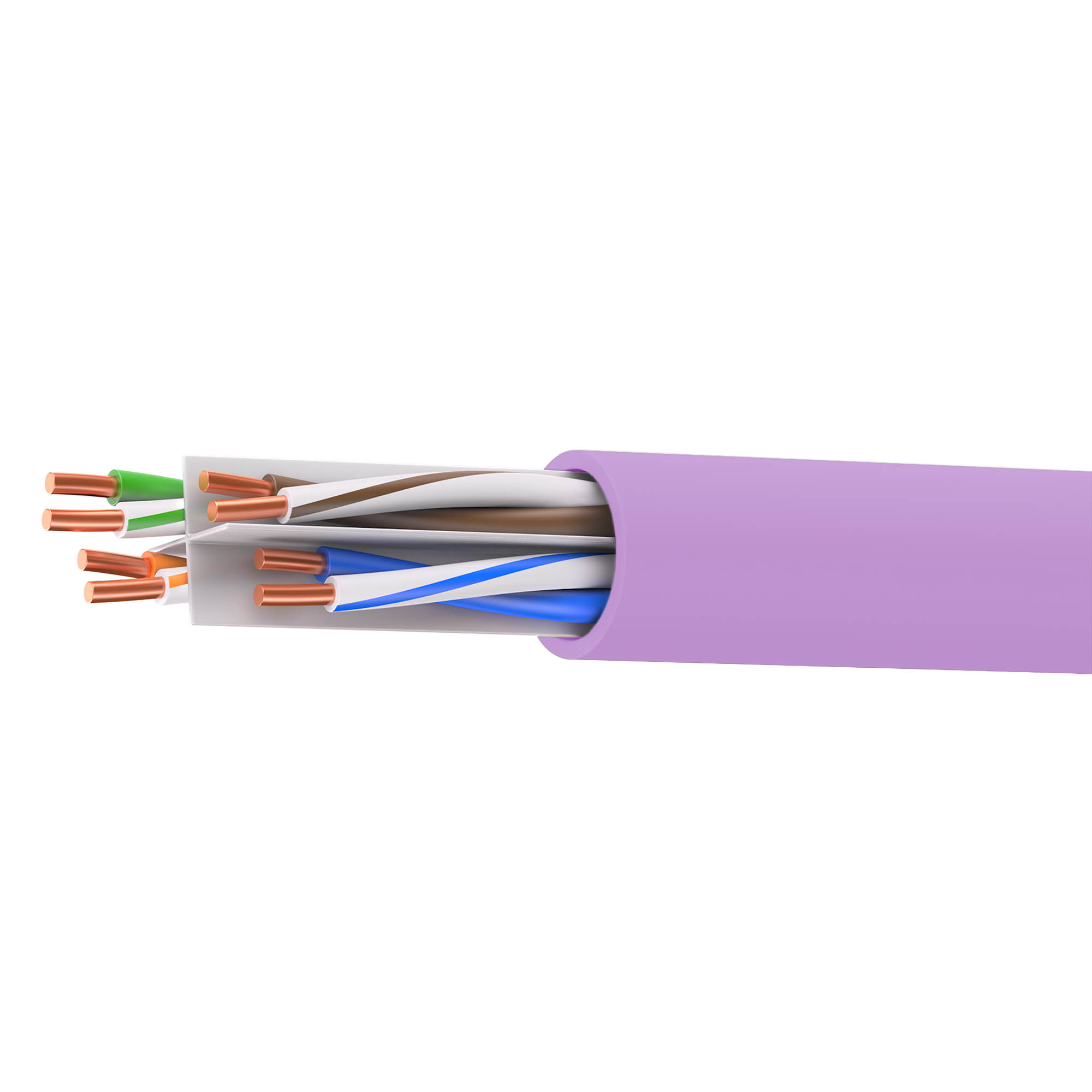 Twisted pair CAT 6A U/UTP, outer sheath low smoke, low toxic, reel 500 м, violet