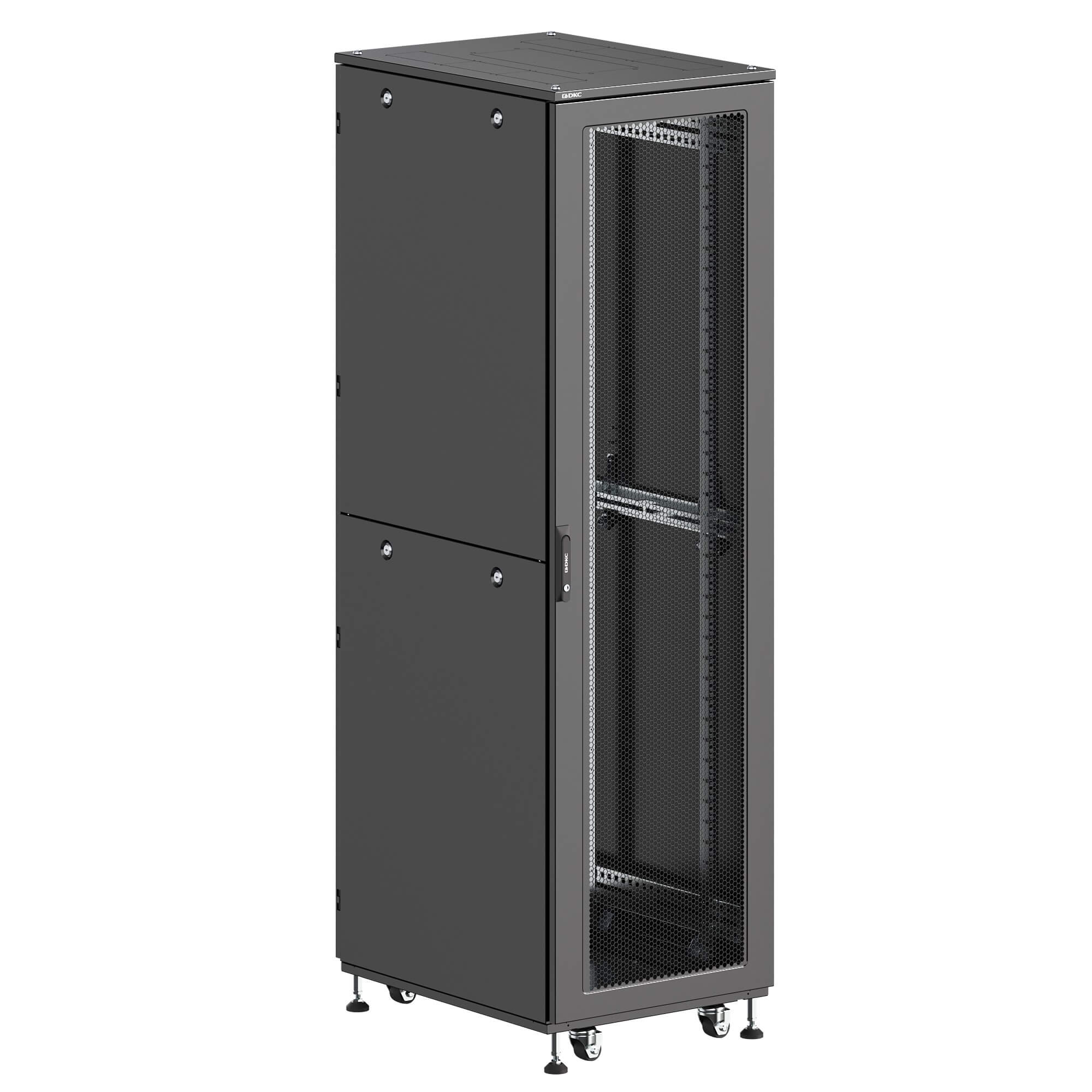 ИТ шкаф напольный 19'' 42U 800x800мм, крыша с вырубкой, дверь перф. и двойная перф., двойные боковые панели, черный RAL9005