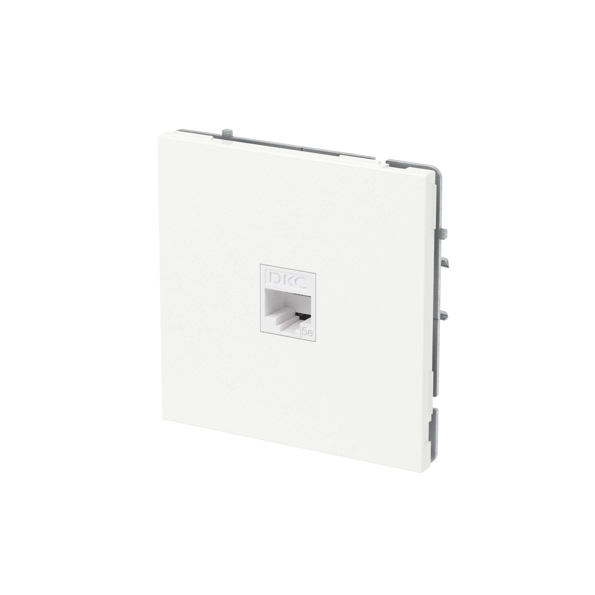 Компьютерная розетка RJ-45 без шторки, кат.5е одинарная, KANT, белый песок