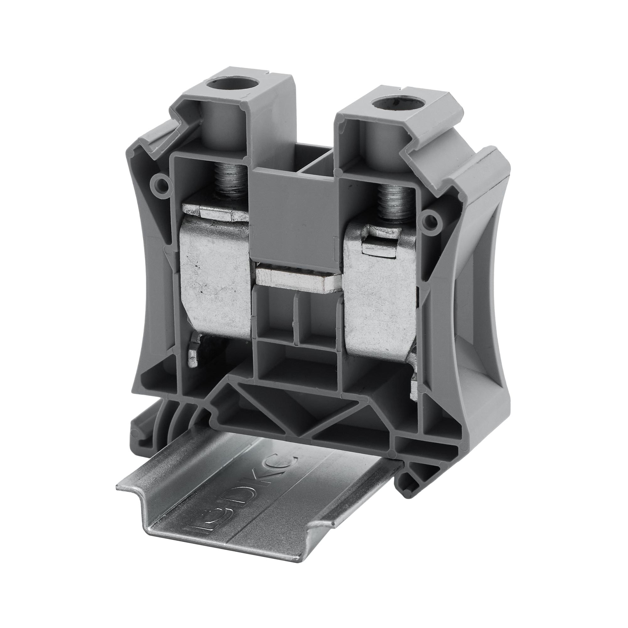 Клемма проходная, винтовой зажим, 2 точки подключения, 35 кв.мм, серая