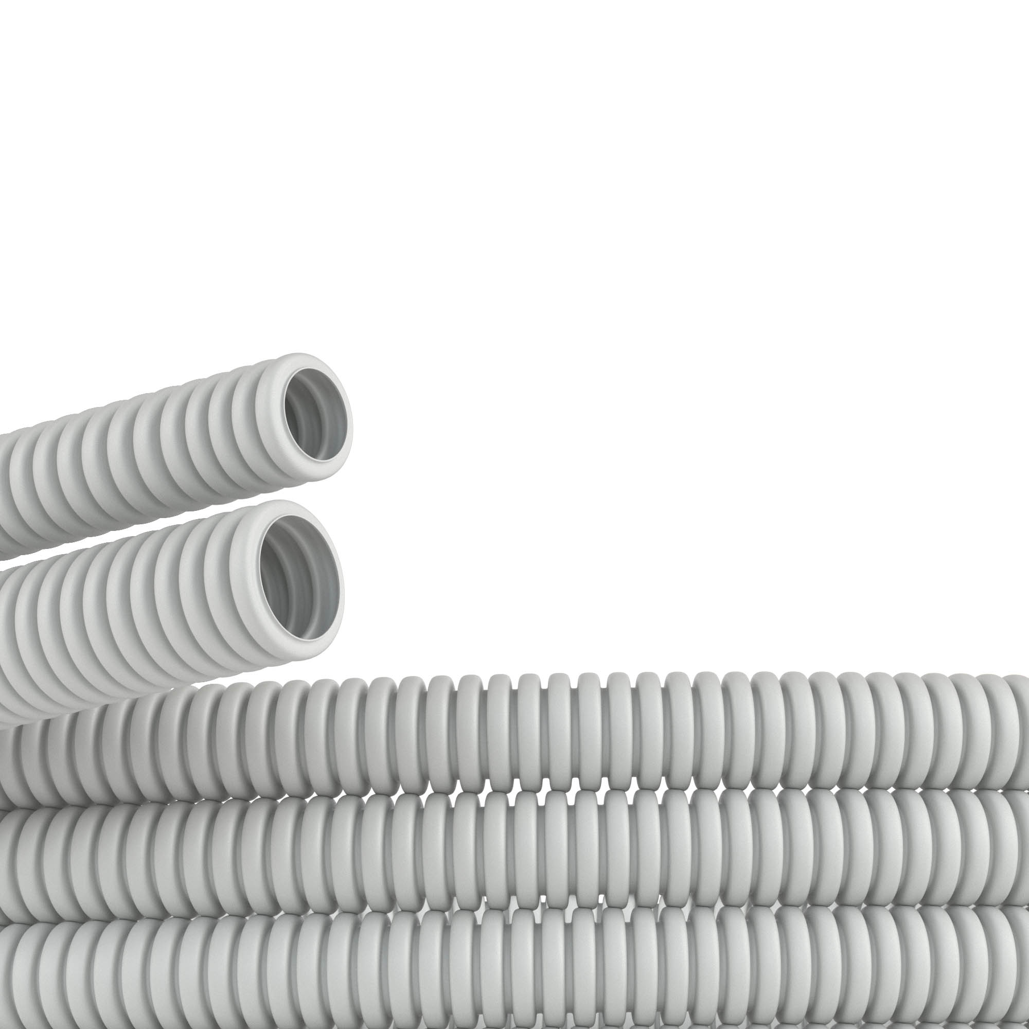 Гофрированные трубы из самозатухающего ПВХ-пластиката Труба ПВХ гибкая гофр. д.40мм, лёгкая без протяжки, 20м, цвет серый DKC|ДКС