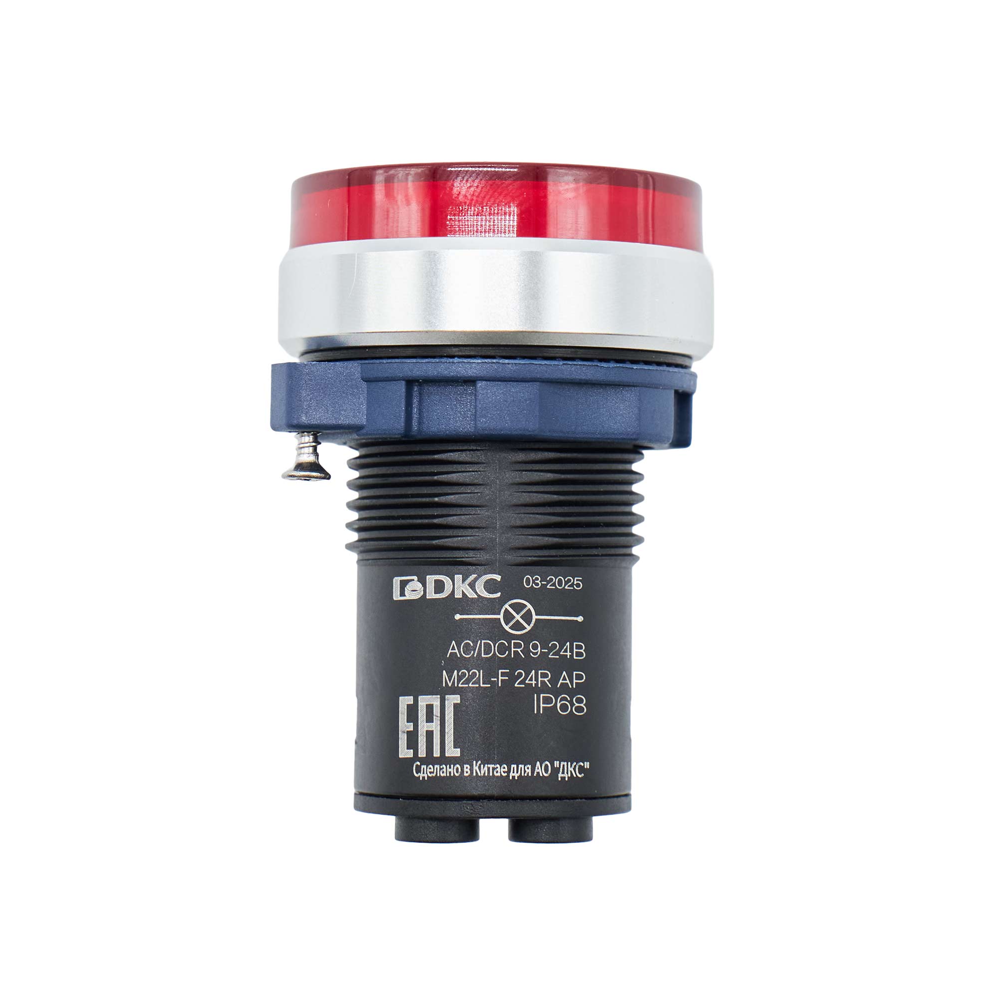 Сигнальная лампа со встроенным диодом 9-24В, красная, алюминиевое кольцо, зажим Plug-In