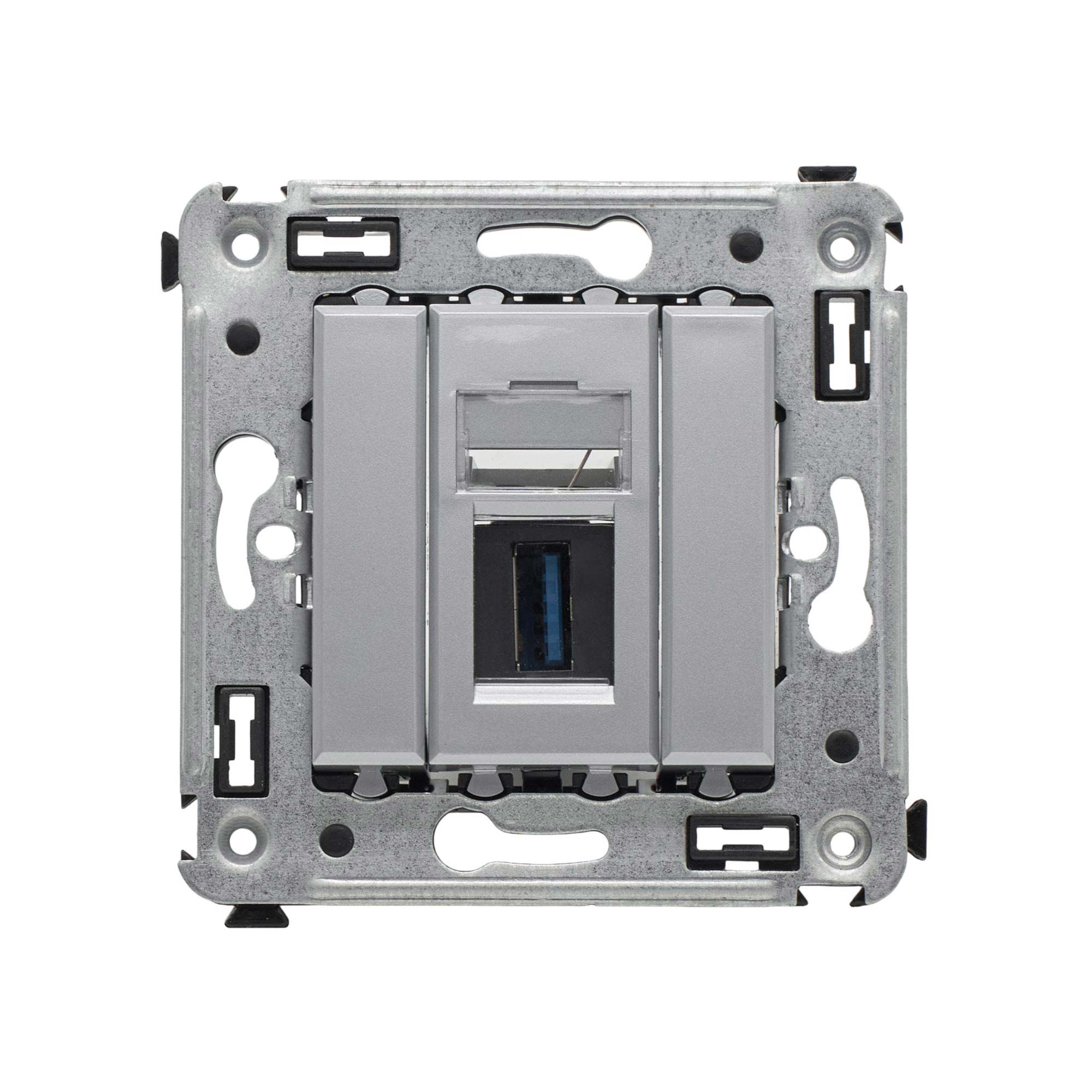 USB 3.0 розетка одинарная в стену, тип А-А, Avanti, закаленная сталь