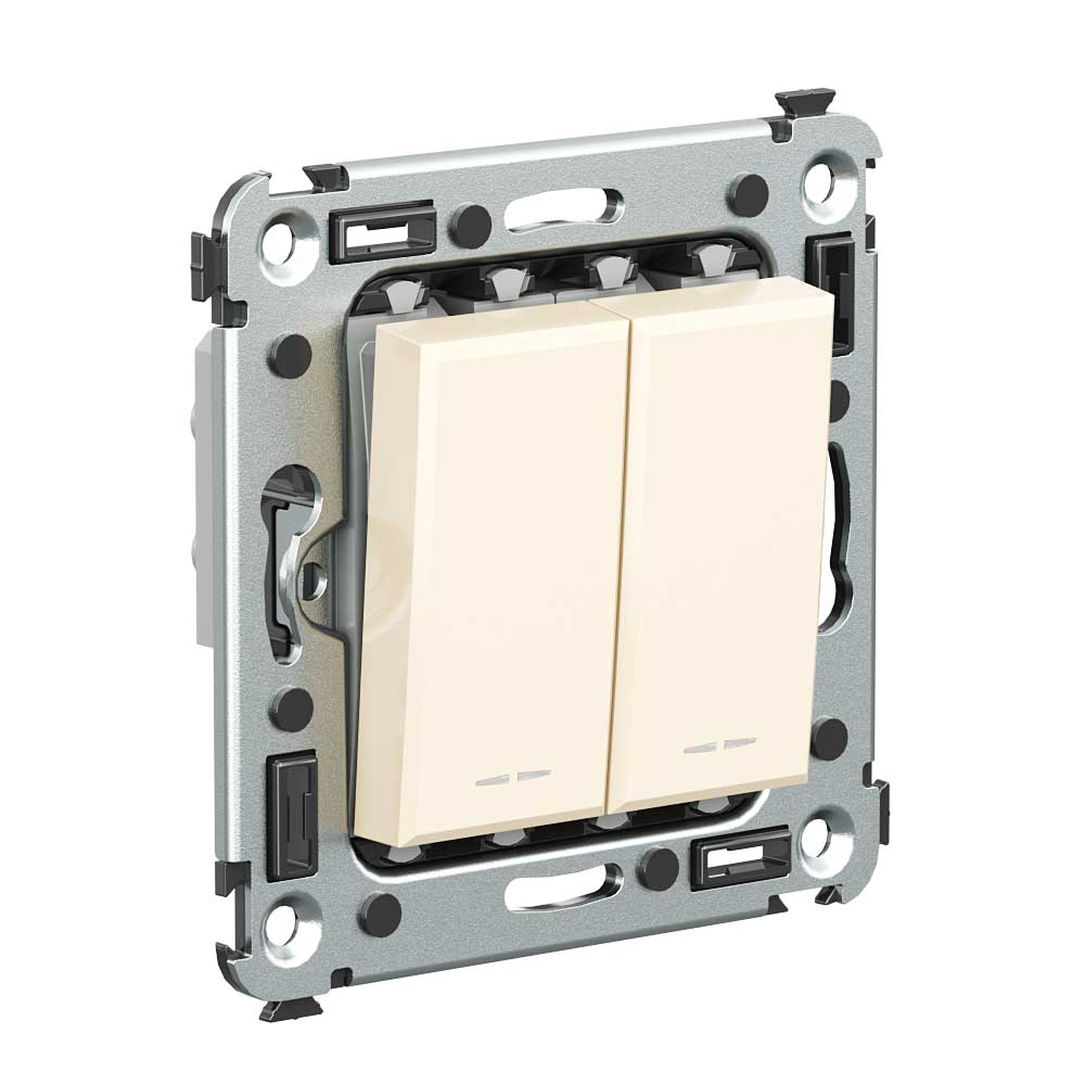 Инвертор двухклавишный в стену, Avanti, ванильная дымка