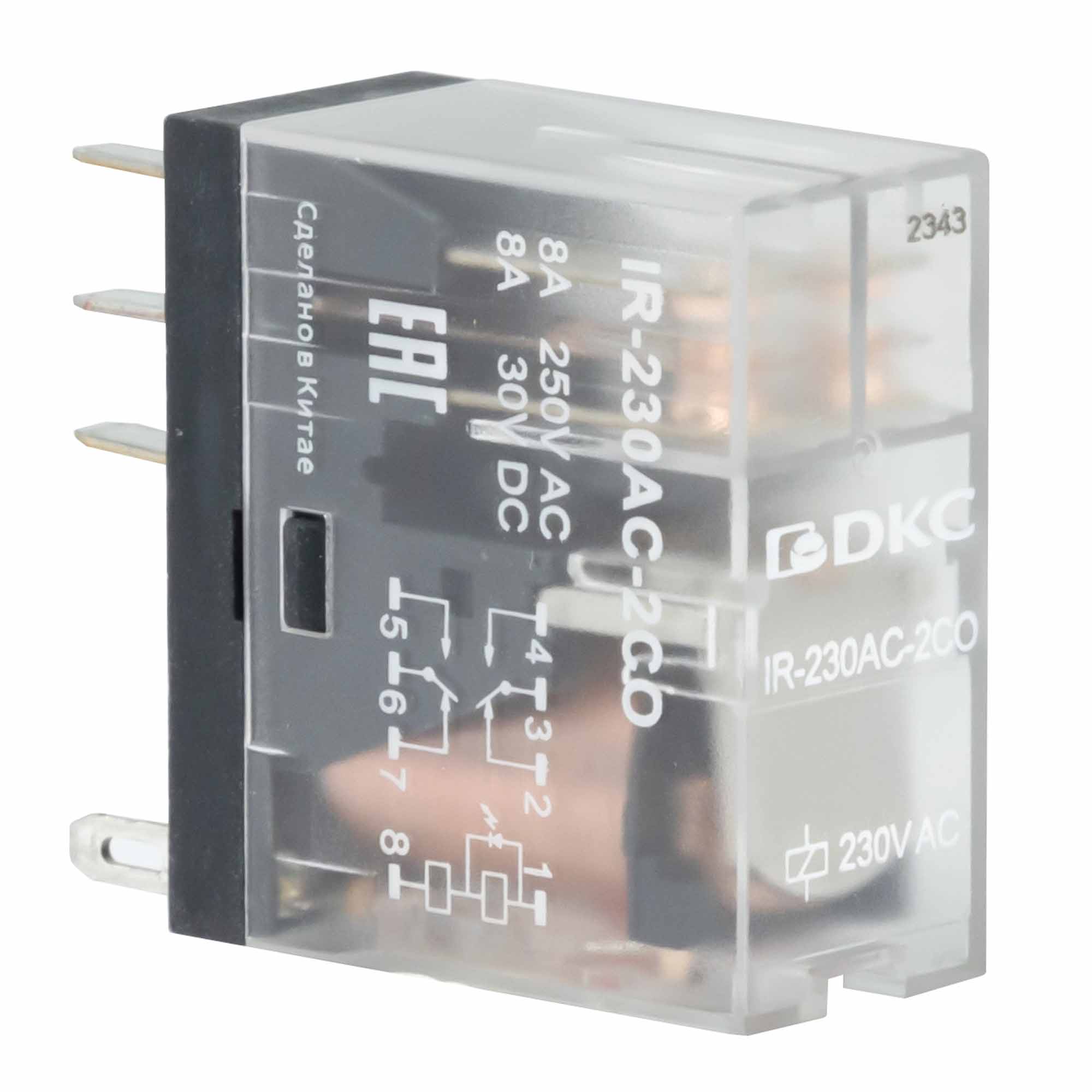 Реле миниатюрное промышленное, 2CO, ком. ток 8А, AgSnO2, напряжение 230V AC, опция: светодиод Реле миниатюрное промышленное, 2CO, ком. ток 8А, AgSnO2, напряжение 230V AC, опция: светодиод