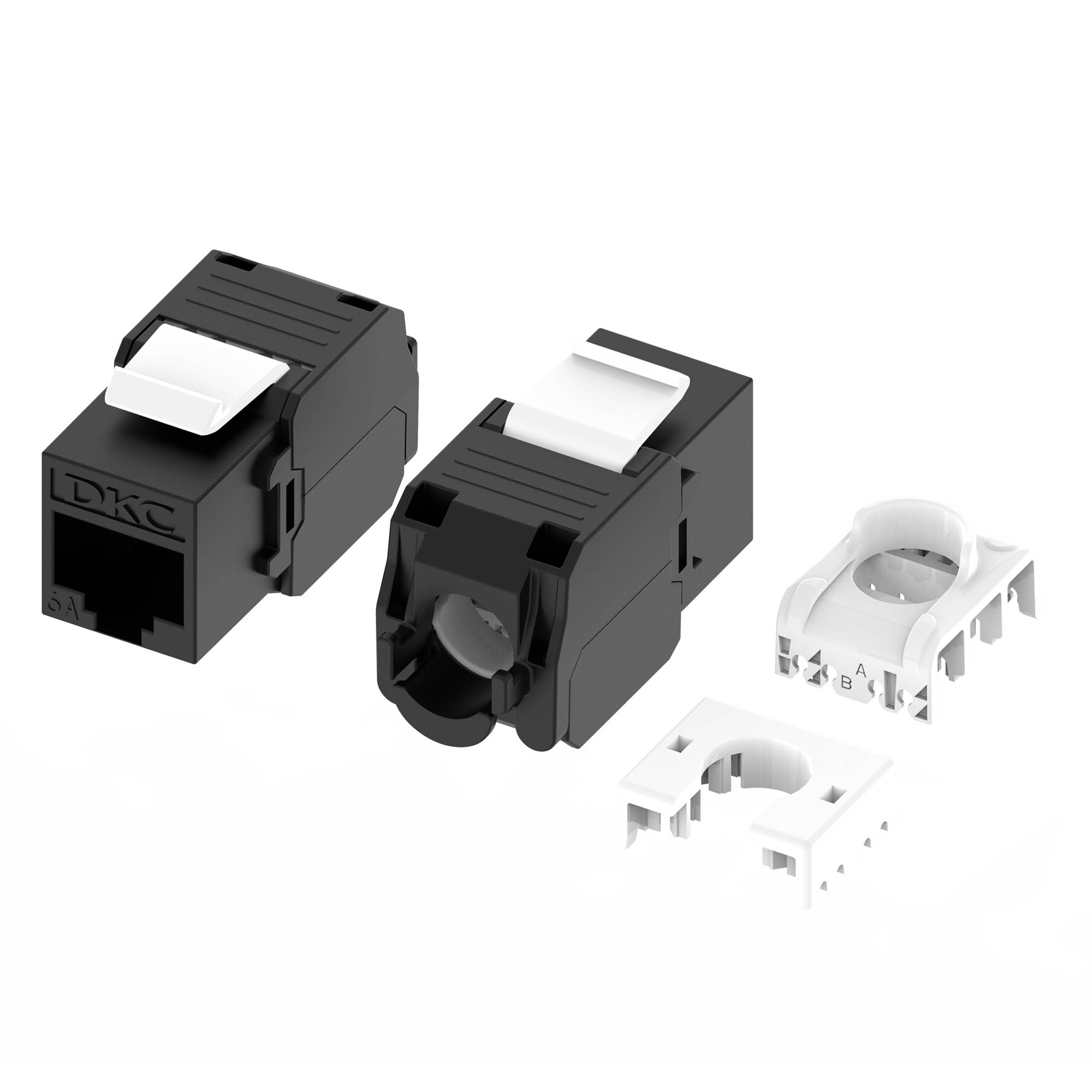 Keystone RJ45 CAT6A unshielded Module, Toolless, 180 Degree, black (compatible to RT)