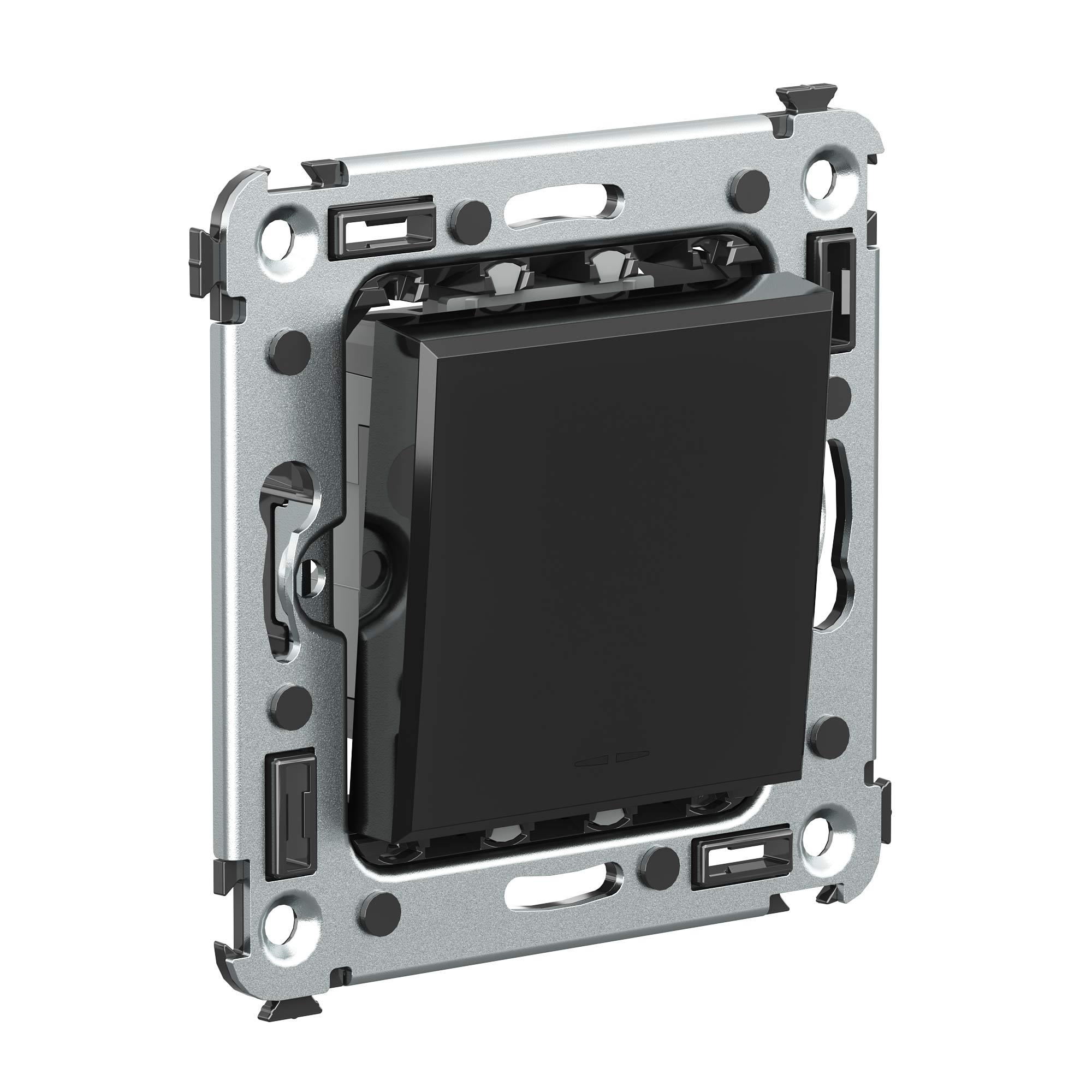 Переключатель одноклавишный в стену, Avanti, черный квадрат