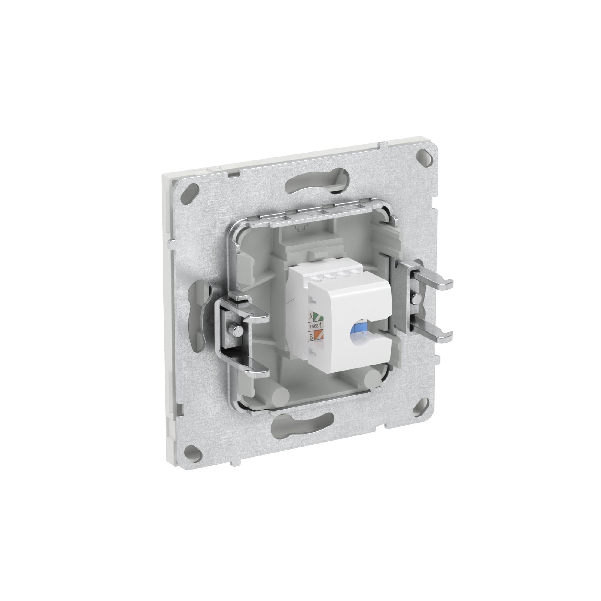 Компьютерная розетка RJ-45 без шторки, кат.6А одинарная,KANT, белый песок