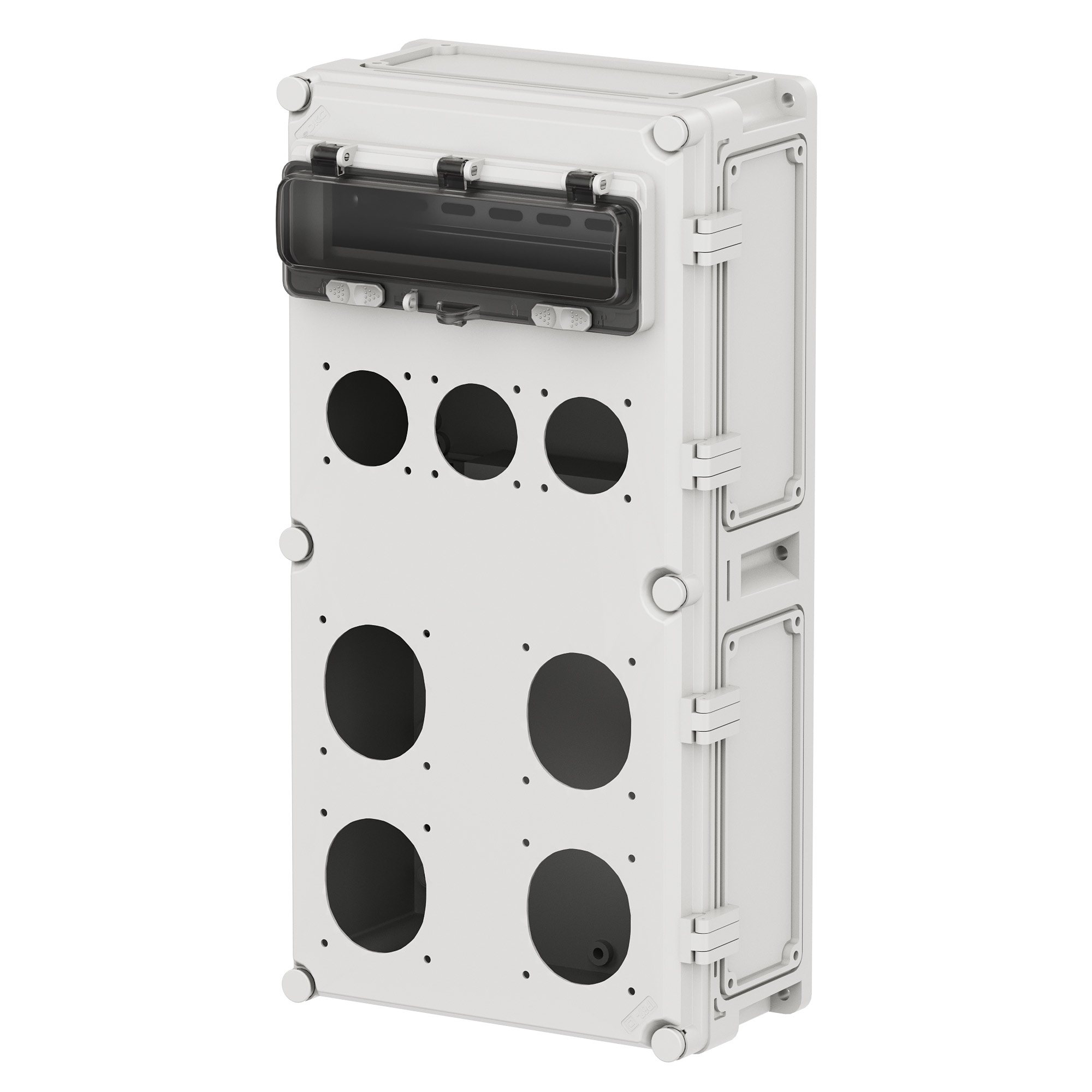 Корпус на 12 модулей, розетки модели PAS 4шт, розетки модели PSS 3шт,IP66