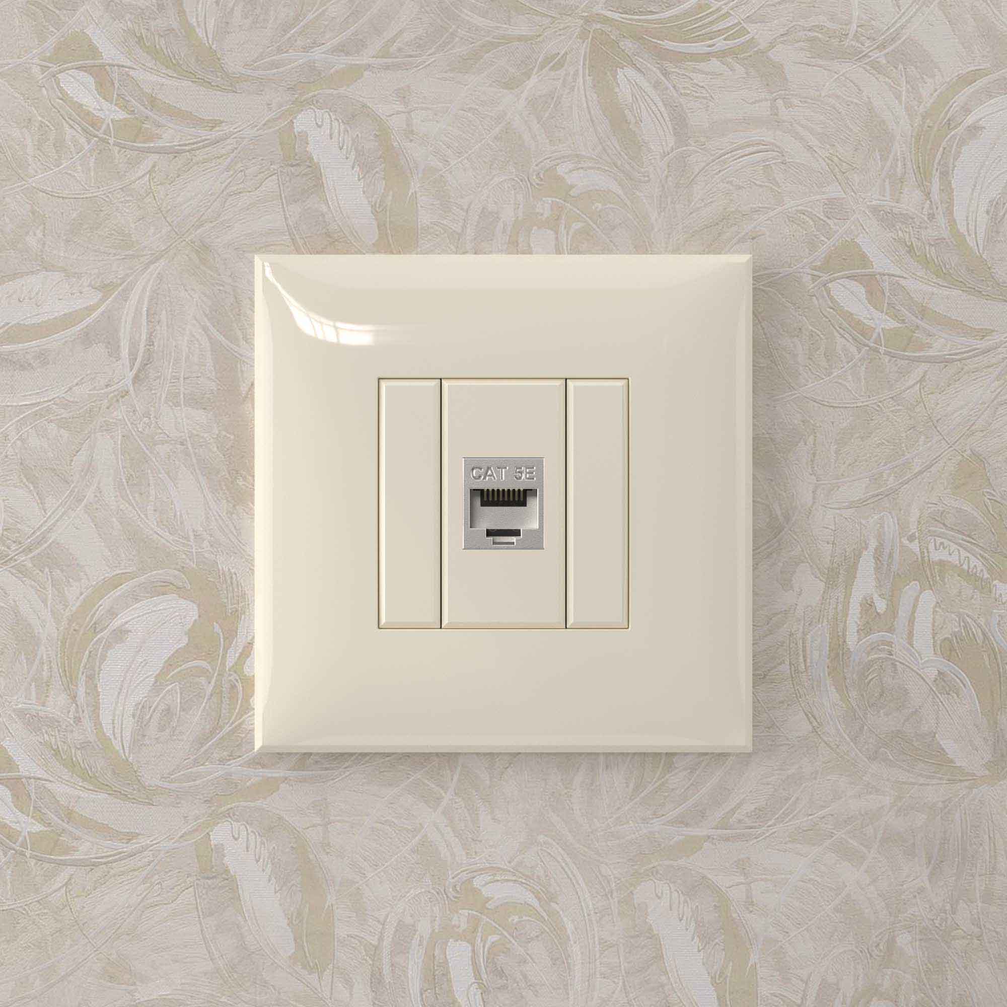 Компьютерная розетка RJ-45 без шторки в стену, кат.5e одинарная экранированная, Avanti, ванильная дымка