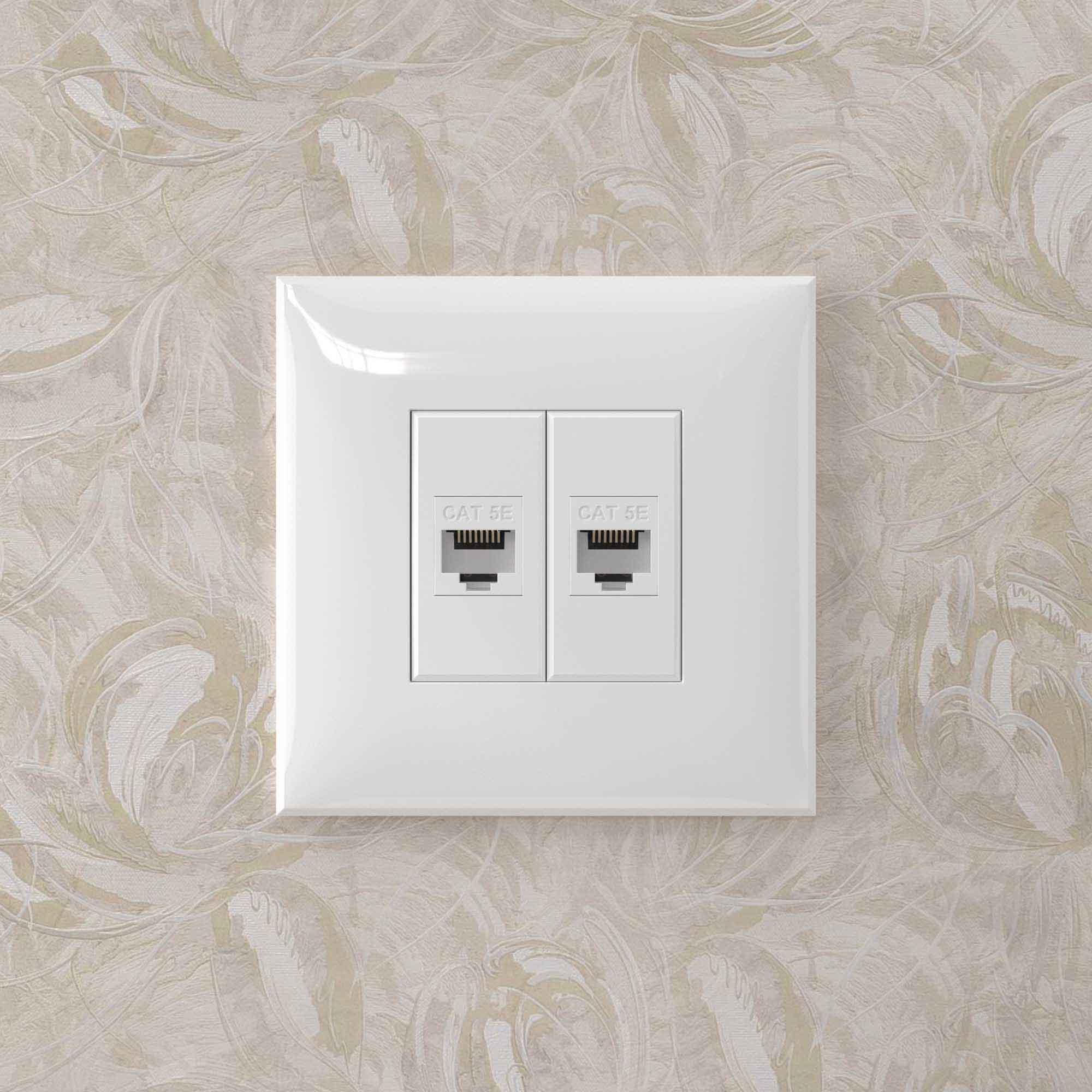 Компьютерная розетка RJ-45 без шторки в стену, кат.5е двойная, "Avanti ...