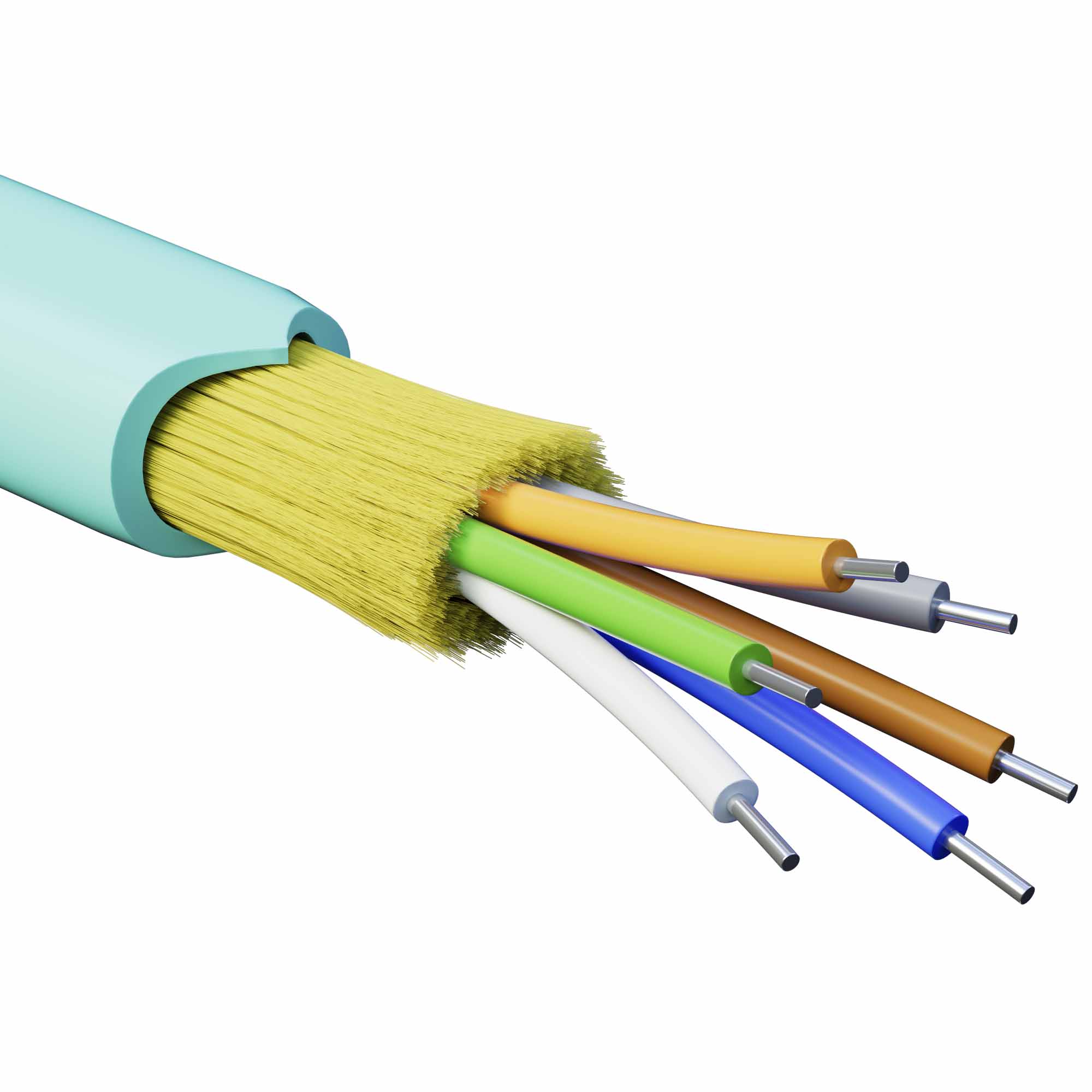 Кабели для внутренней прокладки с волокнами ОМ3 Кабель волоконно-оптический, распределительный, арамидные упрочняющие нити, для внутренней прокладки, нг(A)-HFLTx, 6 ОВ, категория OM3 (G.651.1) плотный буфер, 0,4 кН, барабан 500 м DKC|ДКС