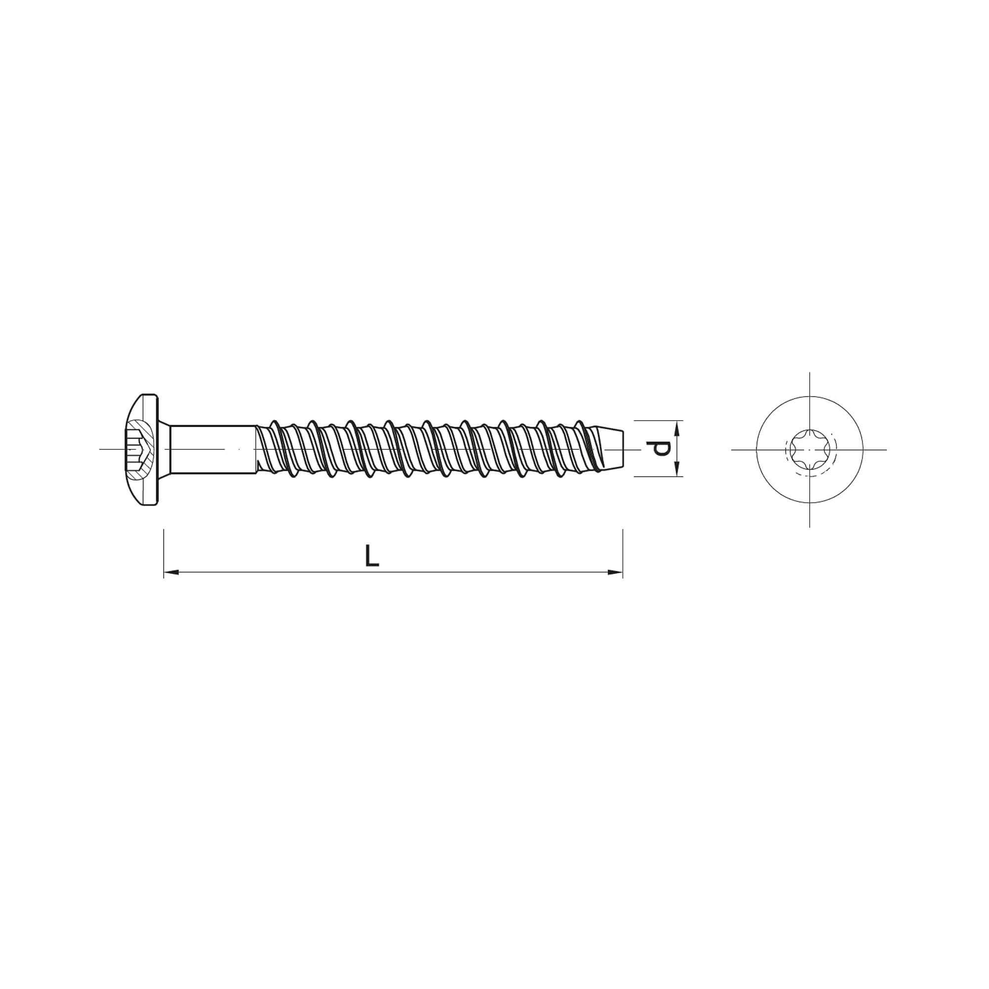 Анкер-шуруп для бетона с полукруглой головкой, TORX, 6x40 мм ДКС|DKC ...