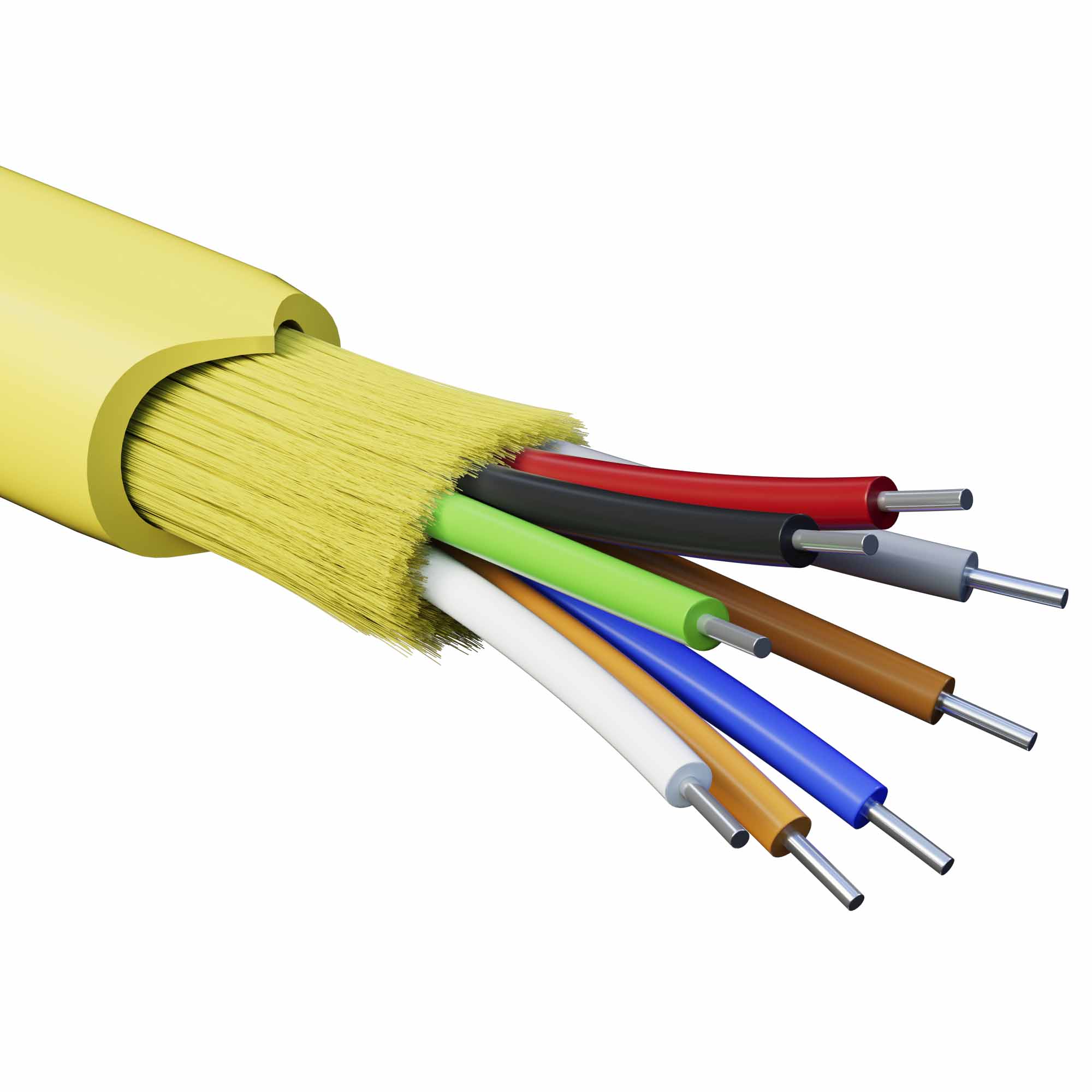 Кабели для внутренней прокладки с волокнами ОS2 Кабель волоконно-оптический, распределительный, арамидные упрочняющие нити, для внутренней прокладки, нг(A)-HFLTx, 6 ОВ, категорияOS2 (G.652.D) плотный буфер, 0,4 кН, барабан 500 м DKC|ДКС