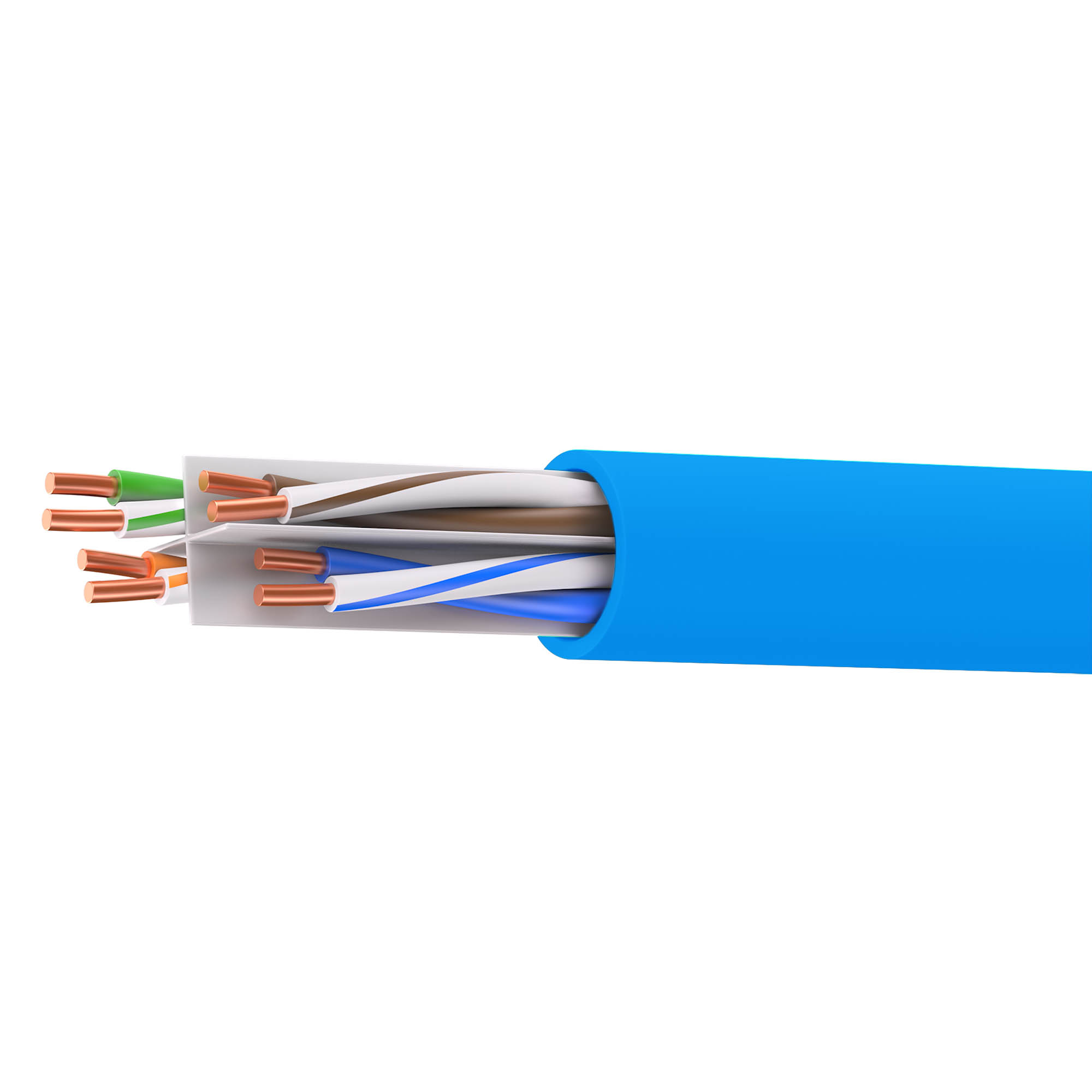 Кабель витая пара кат. 6 Кабель витая пара кат. 6 неэкранированный U/UTP, 4 пары, нг(А)-HF, цвет внешней оболочки синий, коробка 305 м DKC|ДКС