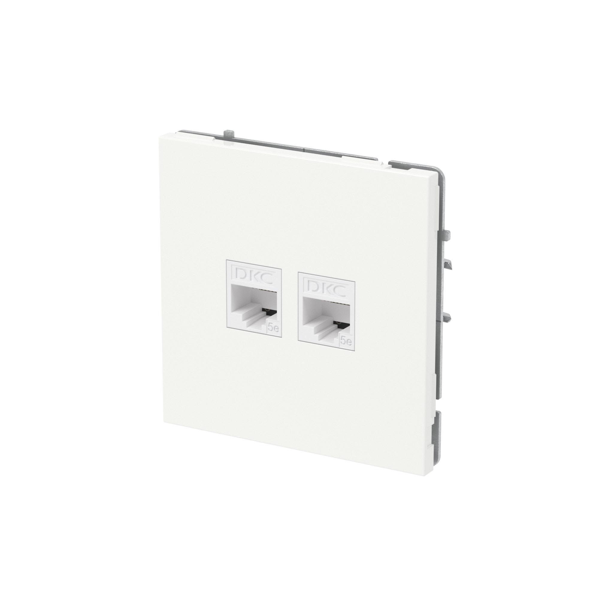 Компьютерная розетка RJ-45 без шторки, кат.5е двойная, KANT, белая магнолия