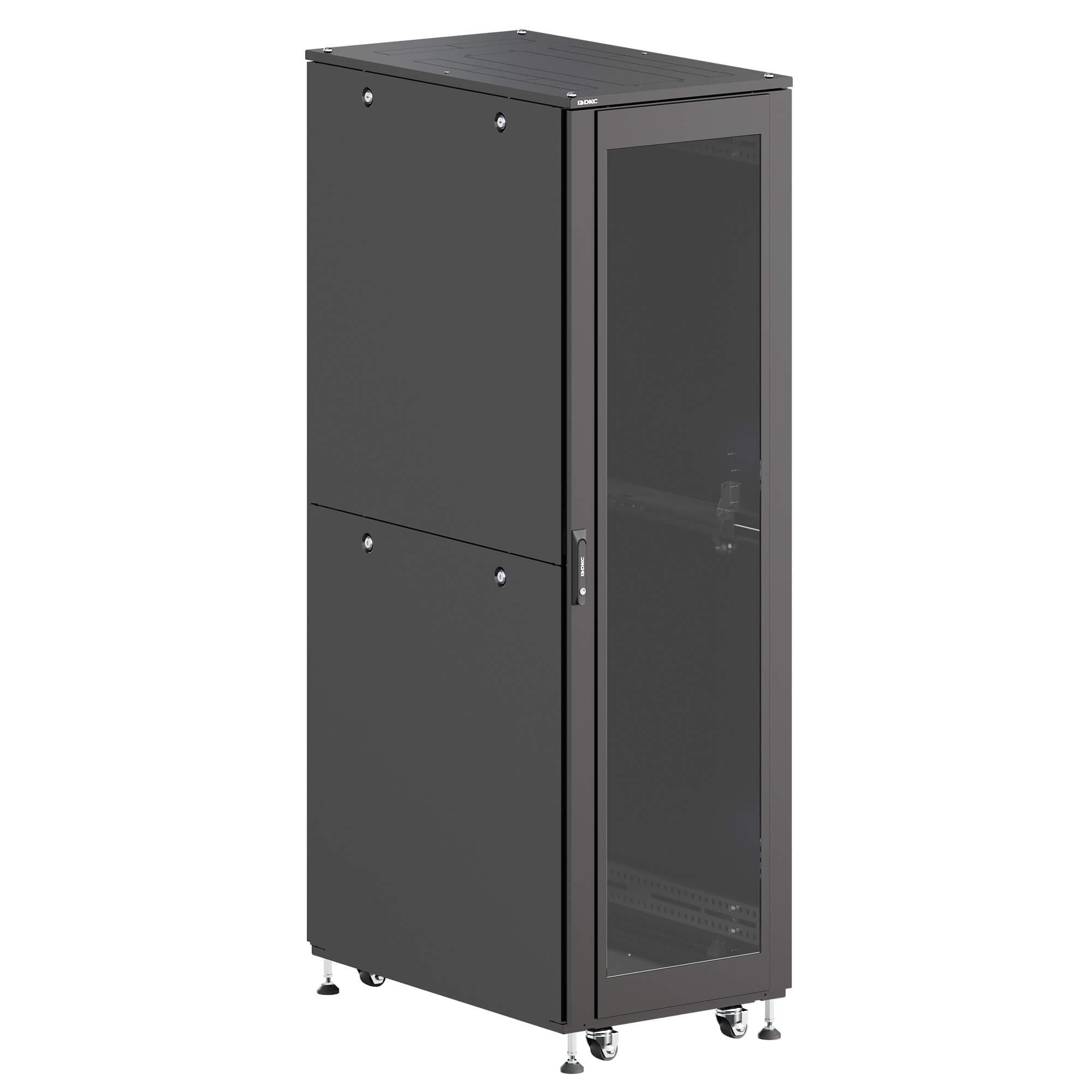 ИТ шкаф напольный 19'' 42U 800x1200мм, крыша с вырубкой, дверь стекло и двойная сплошная металл, двойные боковые панели, черный RAL9005