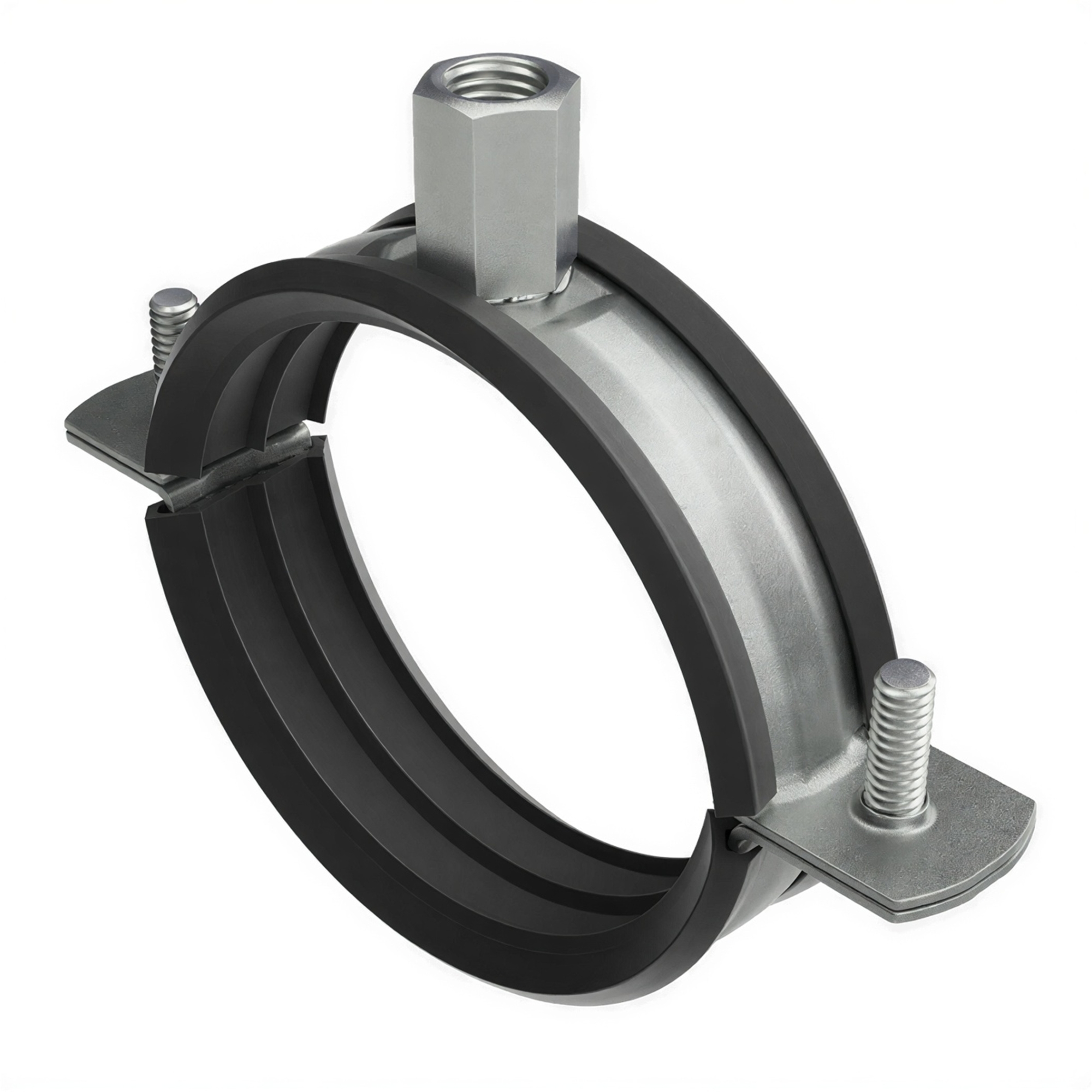 Хомут для средних нагрузок с изоляцией с гайкой М8/М10 для труб d 3"