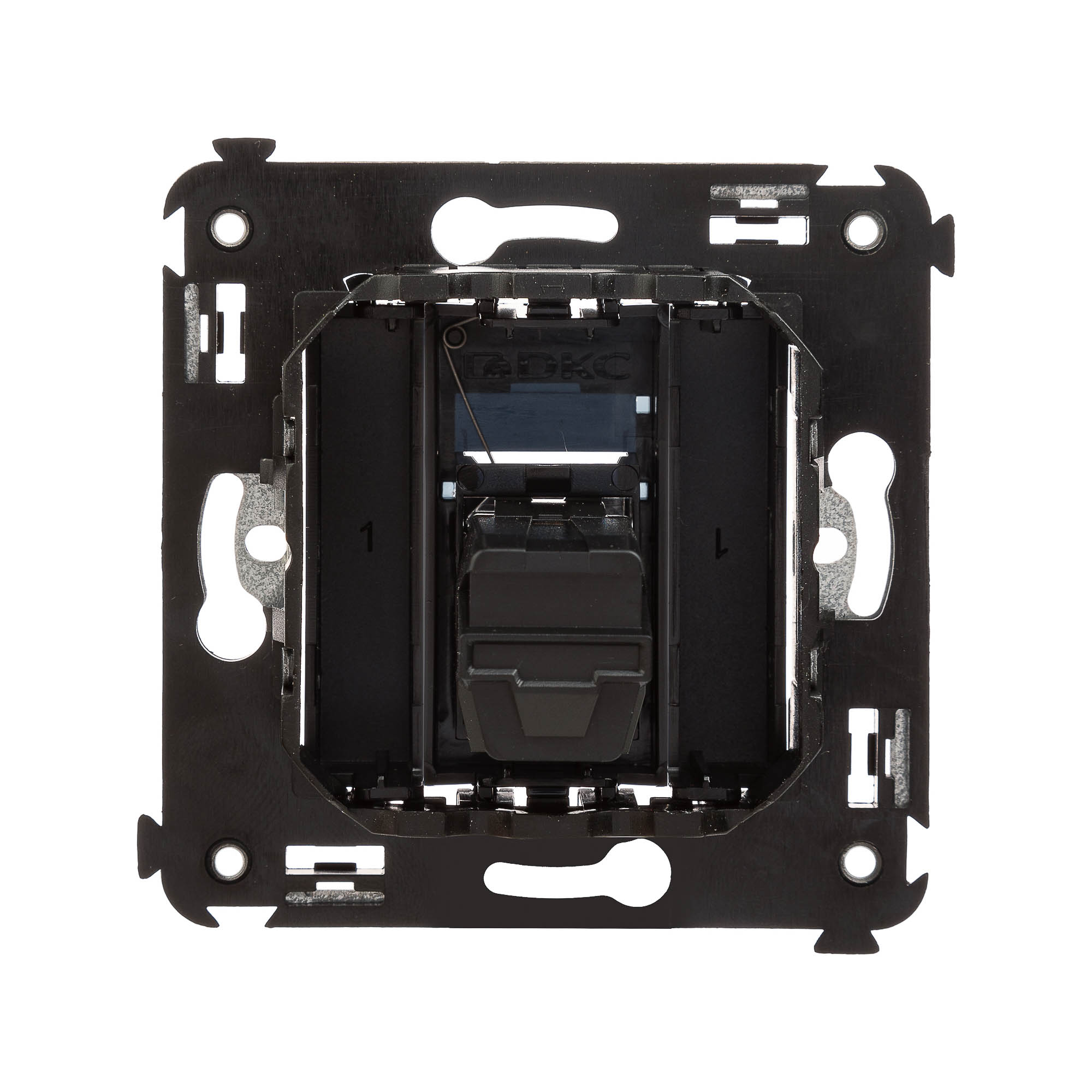 USB 2.0 розетка одинарная в стену, тип А-А, Avanti, черный квадрат