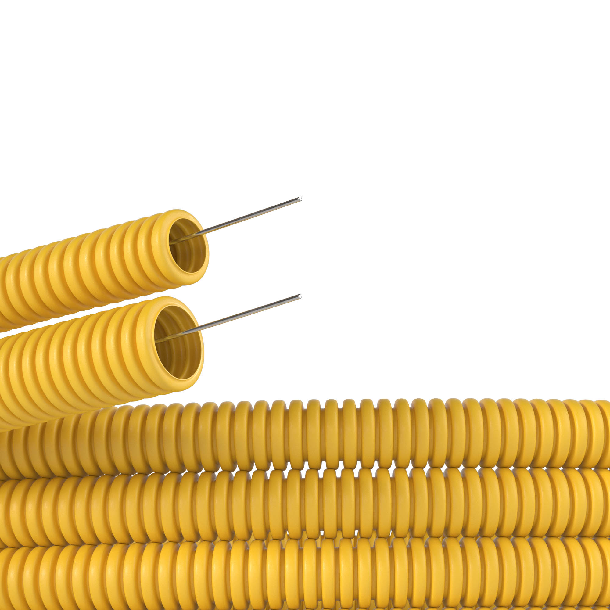 Труба ПВХ гибкая гофр. д.20мм, лёгкая с протяжкой, 100м, цвет желтый .