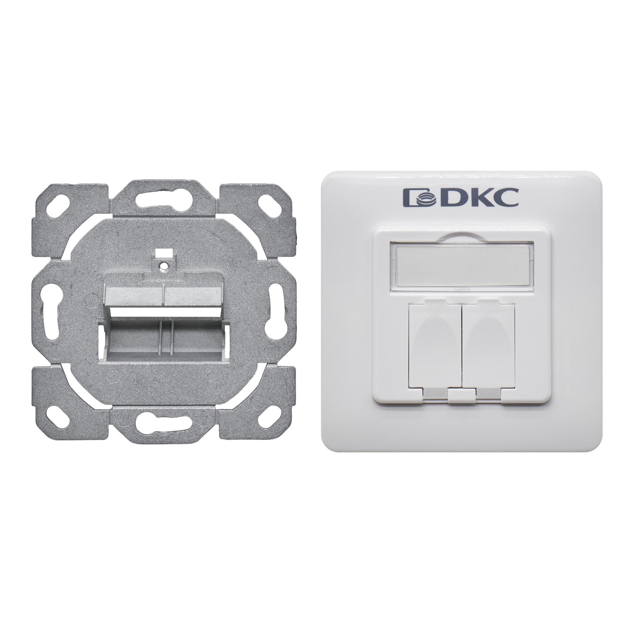 Лицевые панели и вставки Лицевая рамка формата 80х80 мм для скрытого монтажа под установку 2 модулей типа Кейстоун (Keystone) DKC|ДКС