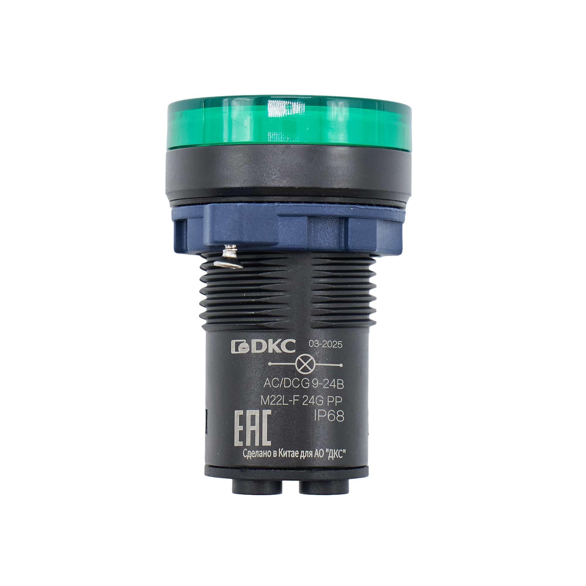 Сигнальная лампа со встроенным диодом 9-24В, зеленая, зажим Plug-In