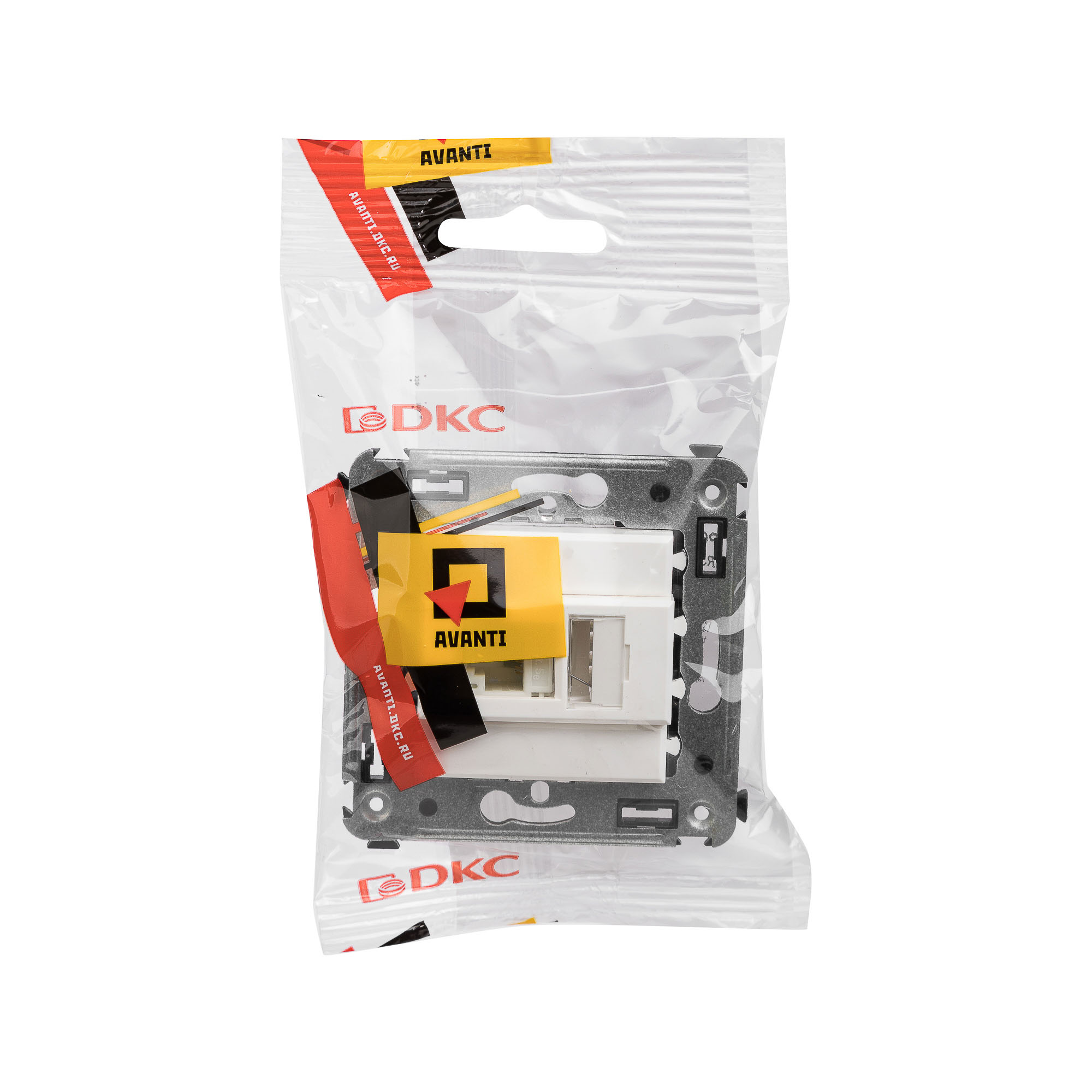 Компьютерная розетка RJ-45 в стену, кат.5e одинарная, Avanti, белоеоблако