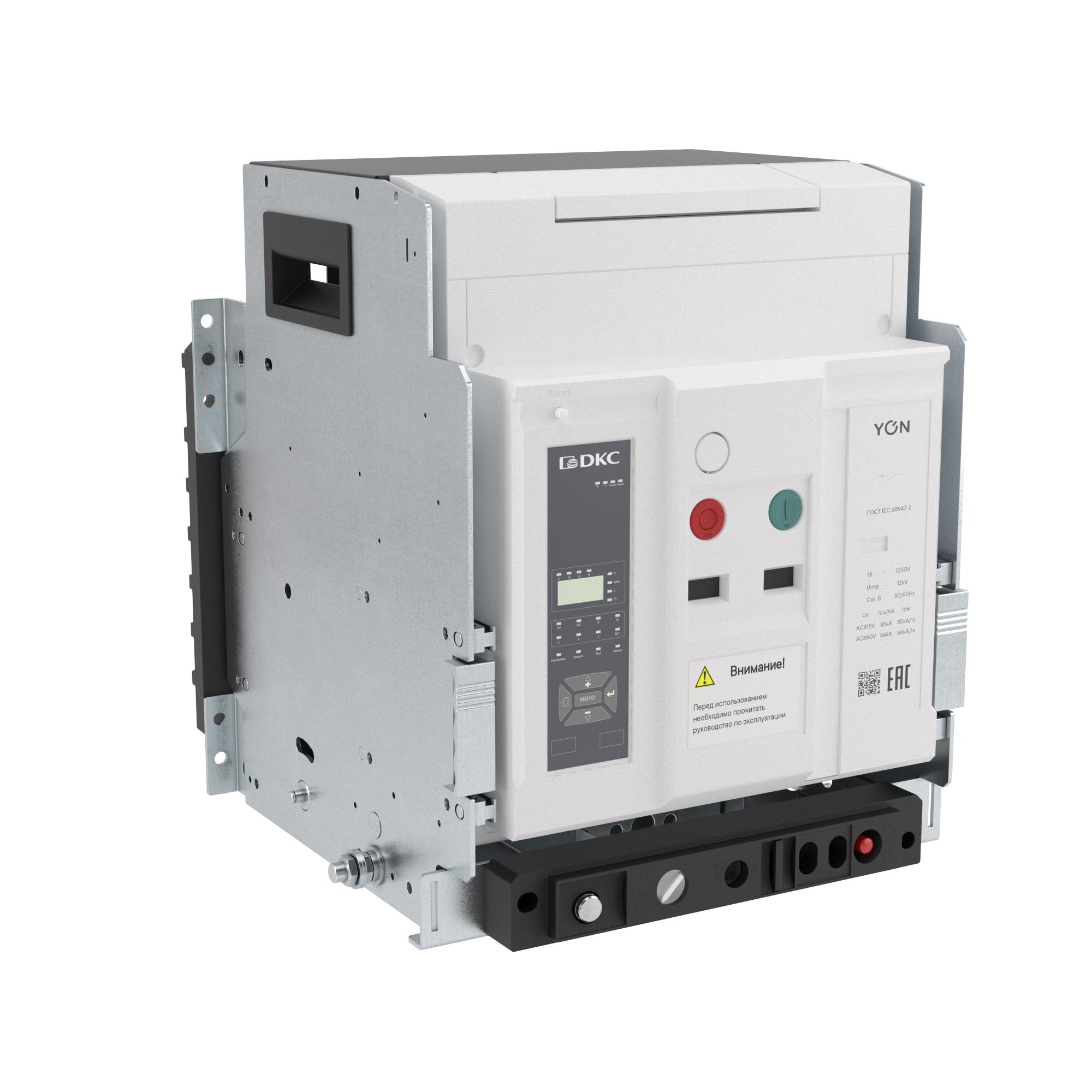 Воздушные автоматические выключатели YON pro ANX  Воздушный автоматический выключатель YON pro ANX10H 3P 1000 А 85 кА, типоразмер N, расцепитель ETA, выкатной, горизонтальное/вертикальное подключение, управление 220 В AC DKC|ДКС