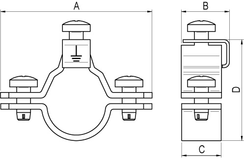 Зажимной хомут для заземления труб d 10 165мм дкс