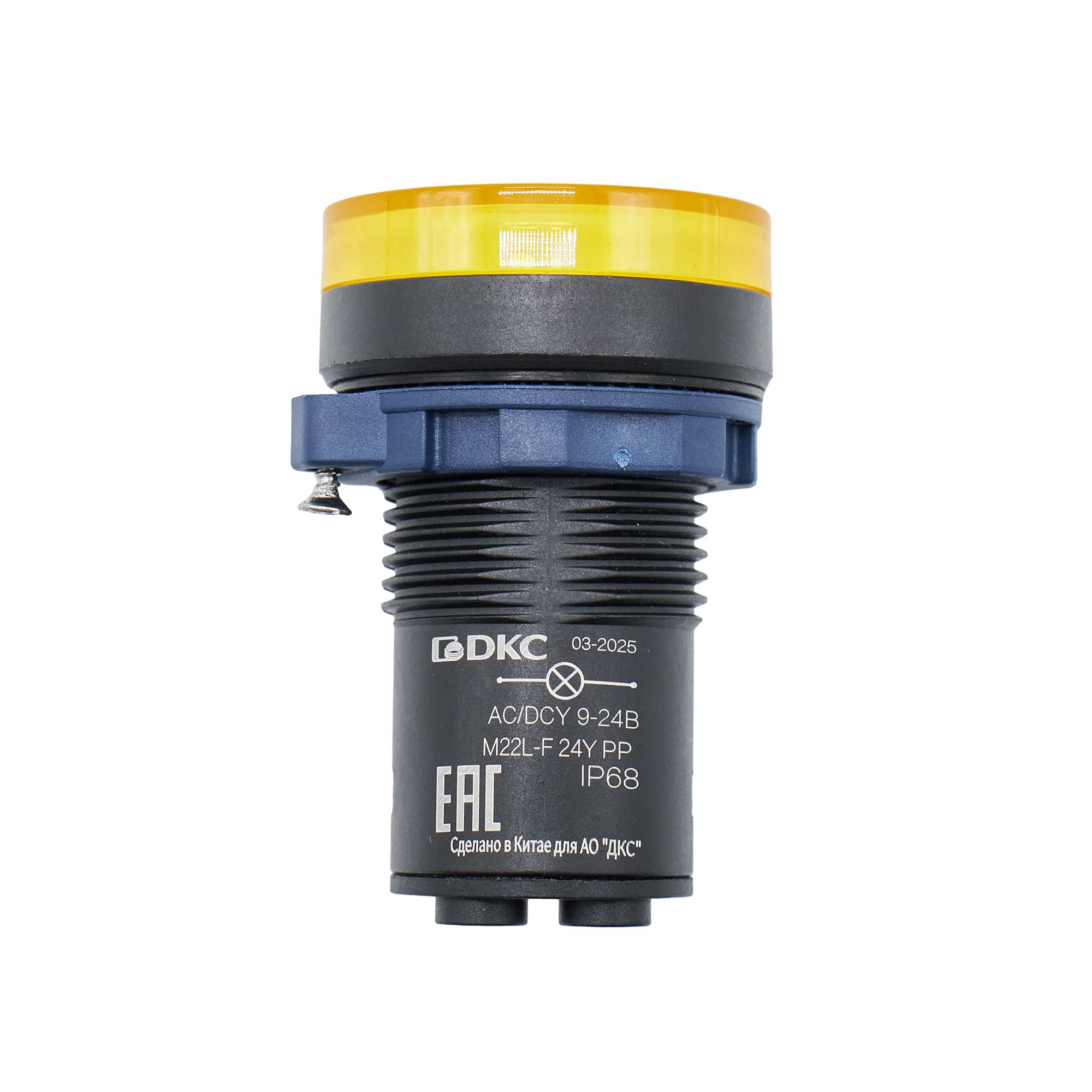 Сигнальная лампа со встроенным диодом 9-24В, желтая, зажим Plug-In