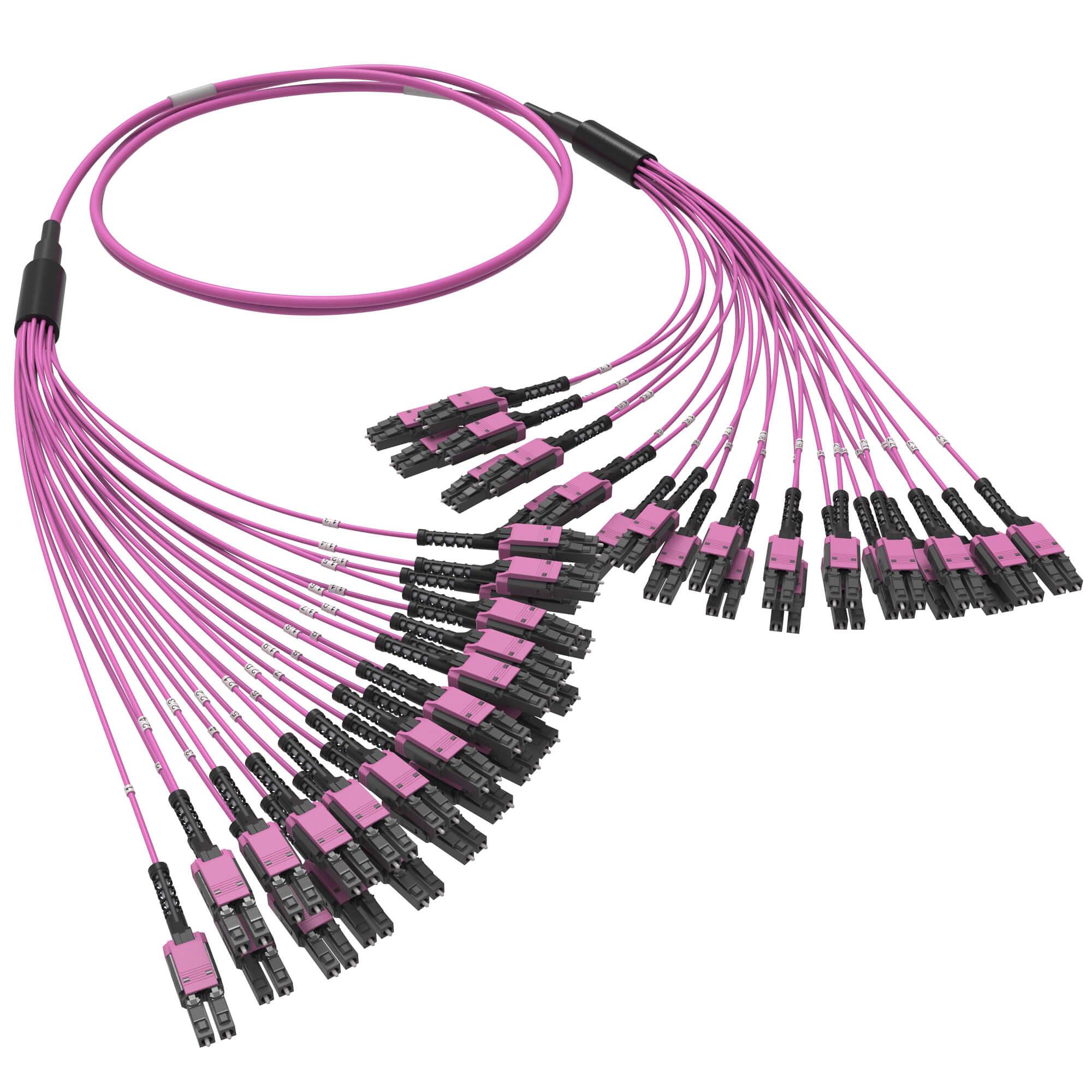 Fan out cable 48 FO OM4 24xLC Duplex Uniboot/24xLC Duplex Uniboot, direct polarity, 40m