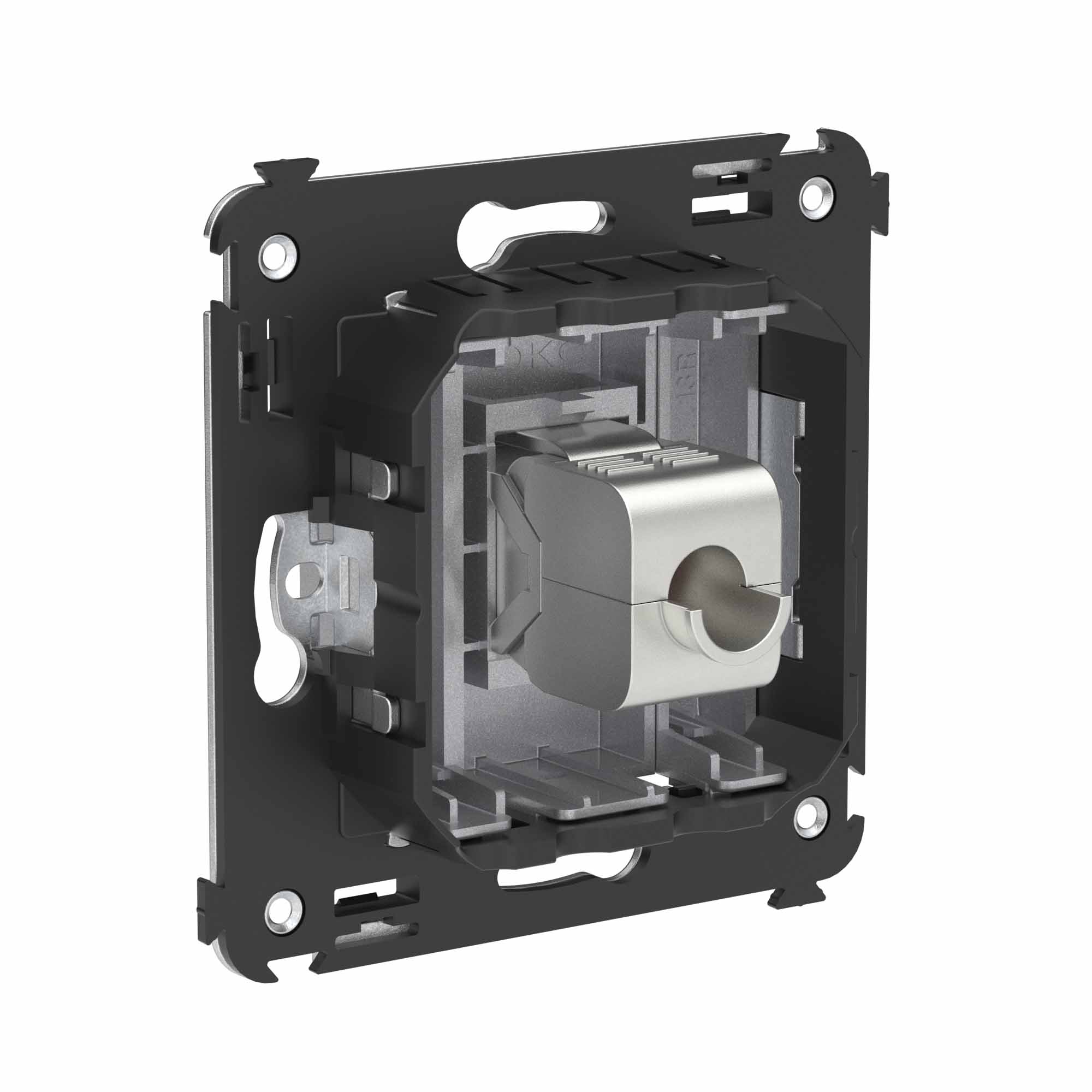 Компьютерная розетка RJ-45 без шторки в стену, кат.6А одинарная экранированная, Avanti, закаленная сталь