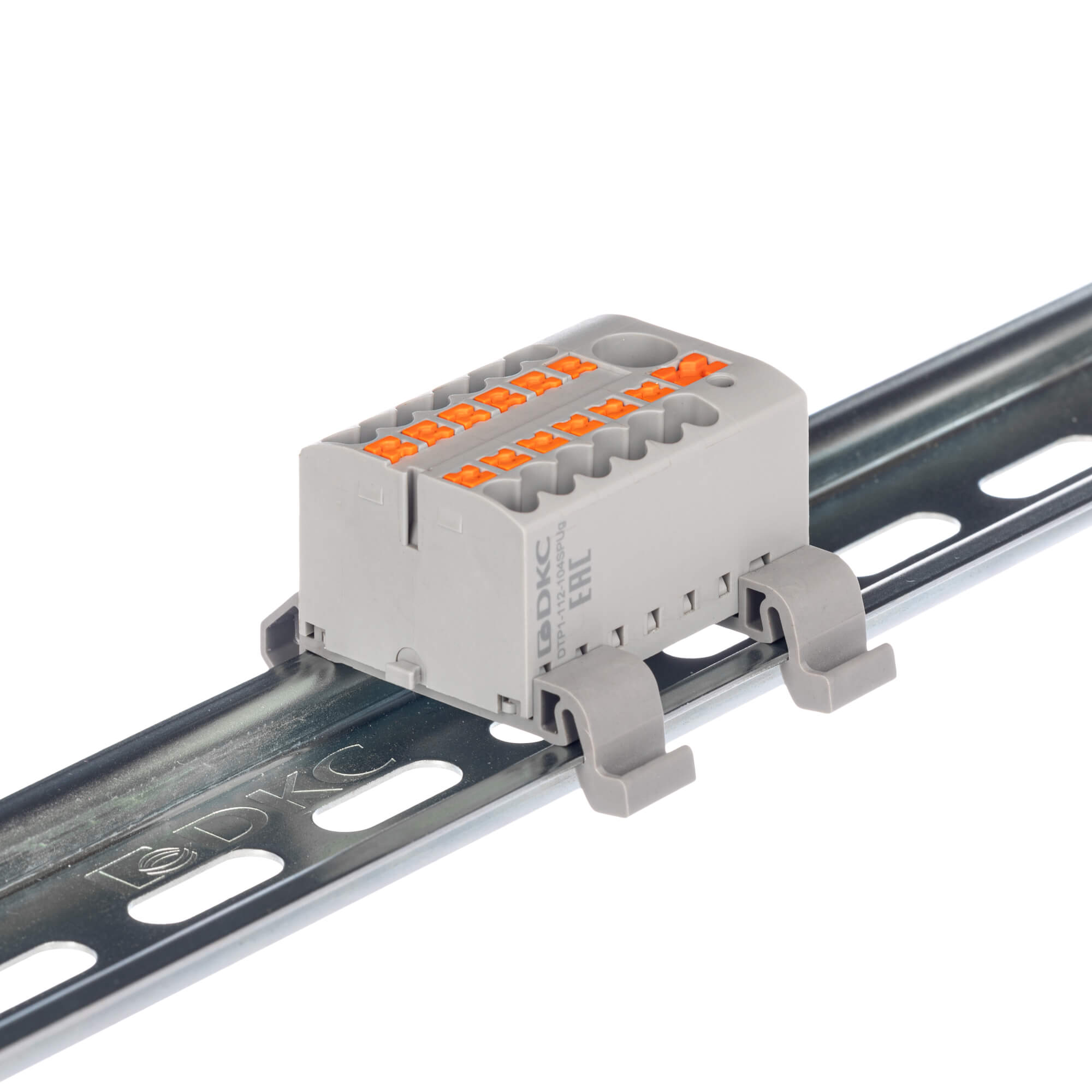 Блок распределительный с гориз. адаптером на рейку шириной 35мм, зажим push-in, 1 ввод 6 кв.мм, 12 точек подключения 2,5 кв.мм, красный