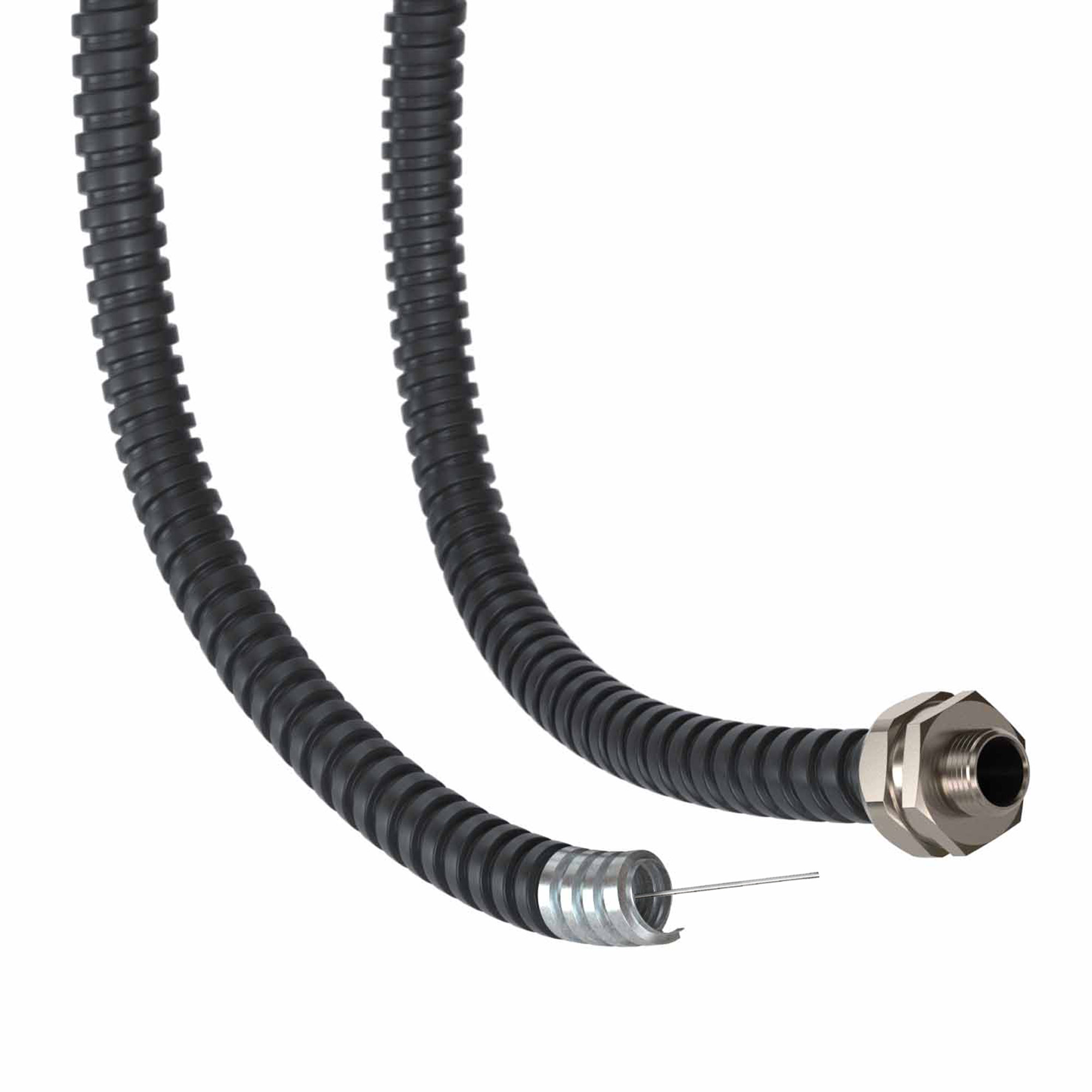 Металлорукав DN 10мм в герметичной ПВХ изоляции, низкотемпературный, Dвн 10,0 мм, Dнар 14,0, с протяжкой, 50 м, цвет чёрный