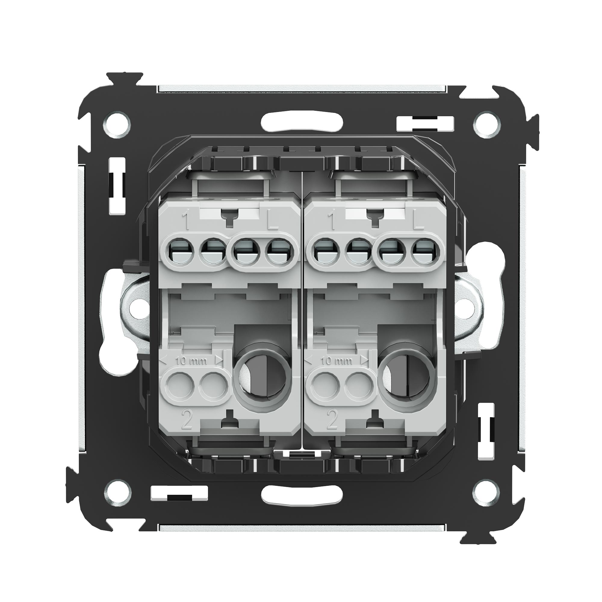 Выключатель двухклавишный в стену, Avanti, черный квадрат