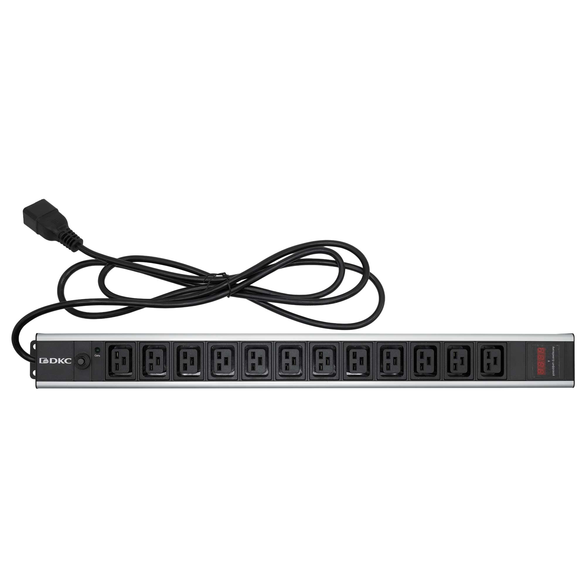 Вертикальные блоки распределения питания Блок распределения питания (PDU) 0U 16A с индикацией, Вых:12 х C19, Вх:С20 DKC|ДКС