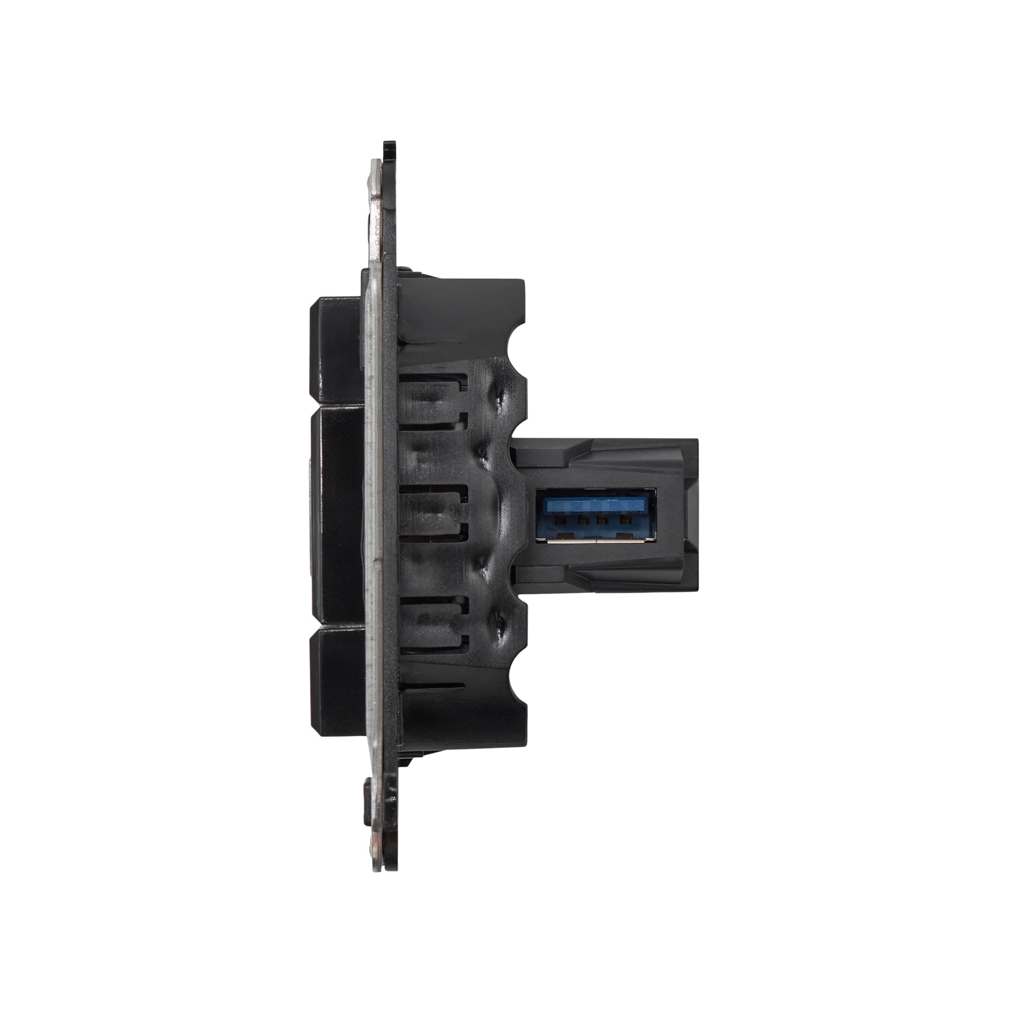 USB 3.0 розетка одинарная в стену, тип А-А, Avanti, черный квадрат