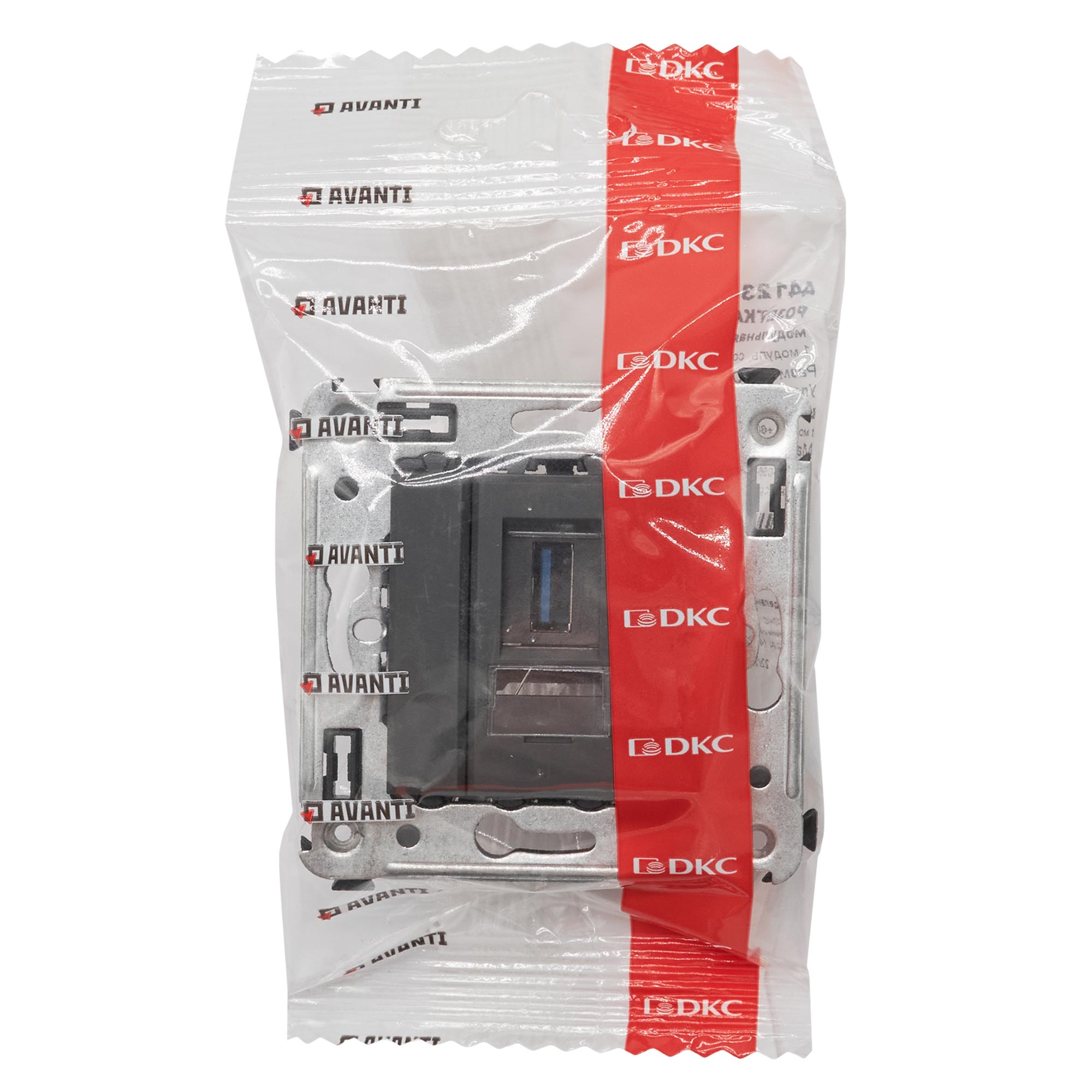 USB 3.0 розетка одинарная в стену, тип А-А, Avanti, черный матовый