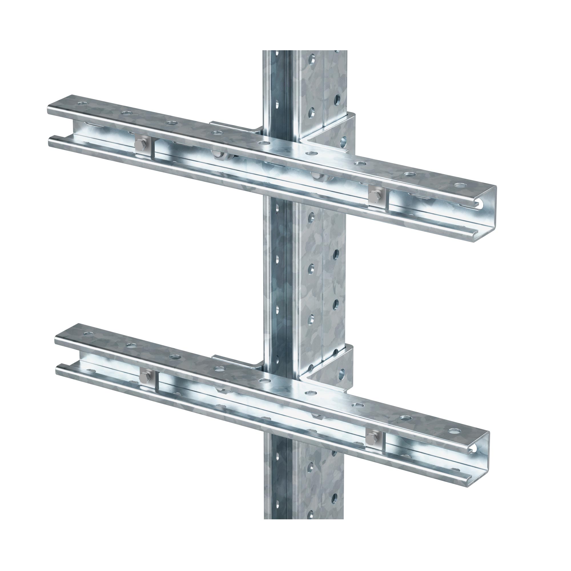 Комплекты для крепления оборудования ARMEX Комплект монтажных профилей на стойку для крепления 3 оболочек болтами М8х80 12 шт. , горячеоцинкованный, длина 500 мм DKC|ДКС