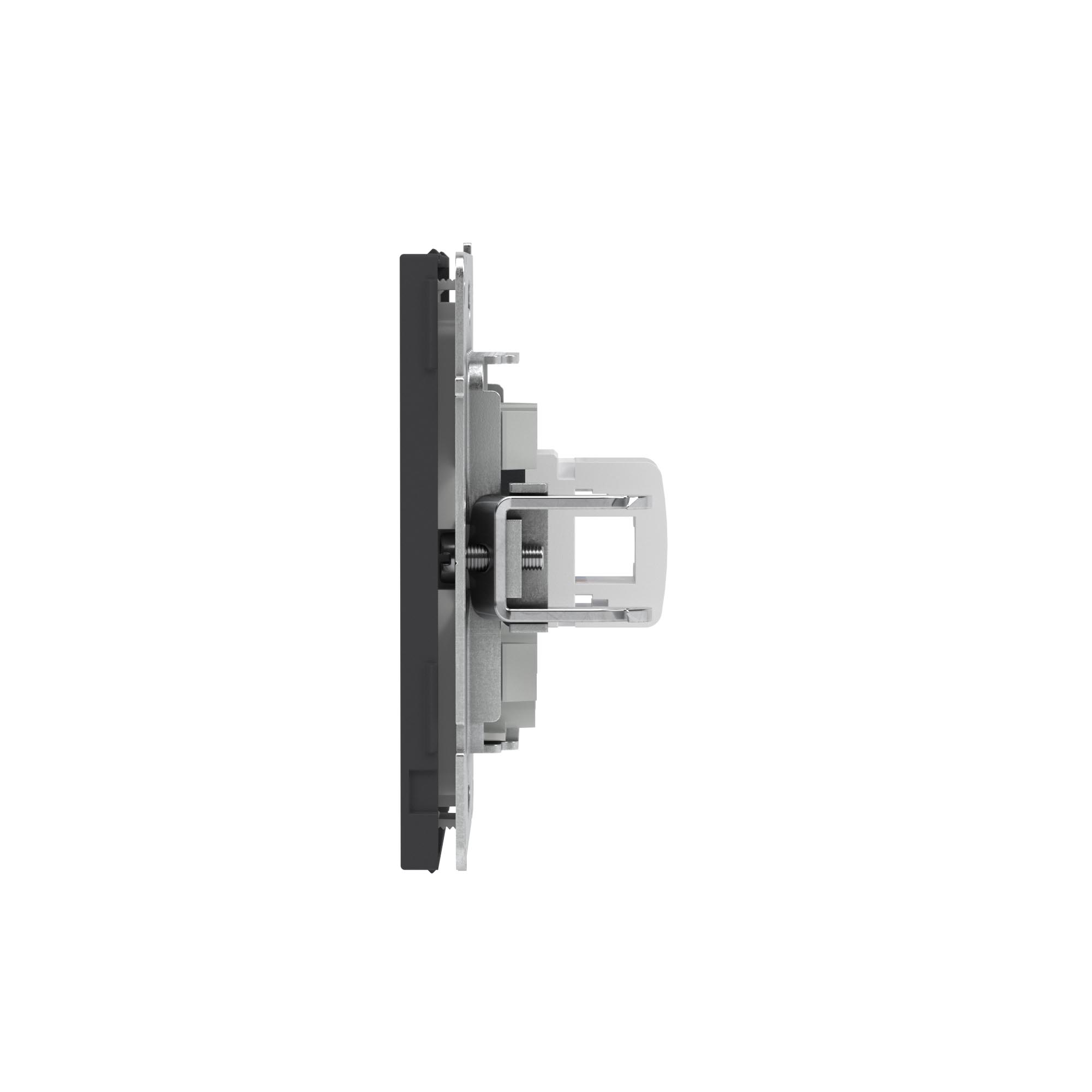 Компьютерная розетка RJ-45 без шторки, кат.6А одинарная,KANT, черный уголь