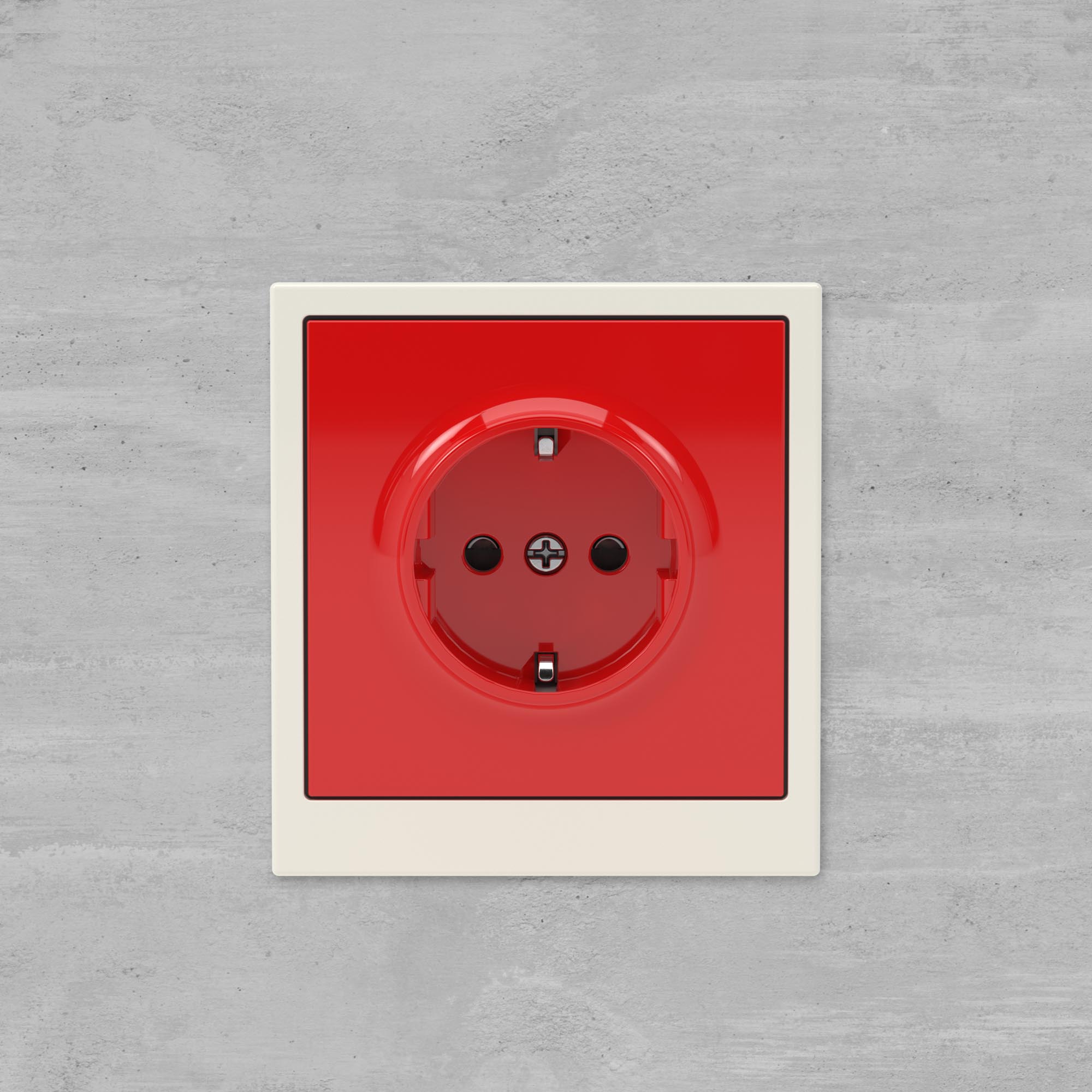 Розетка силовая, 2P+E, с з/ш, KANT, красный сатин