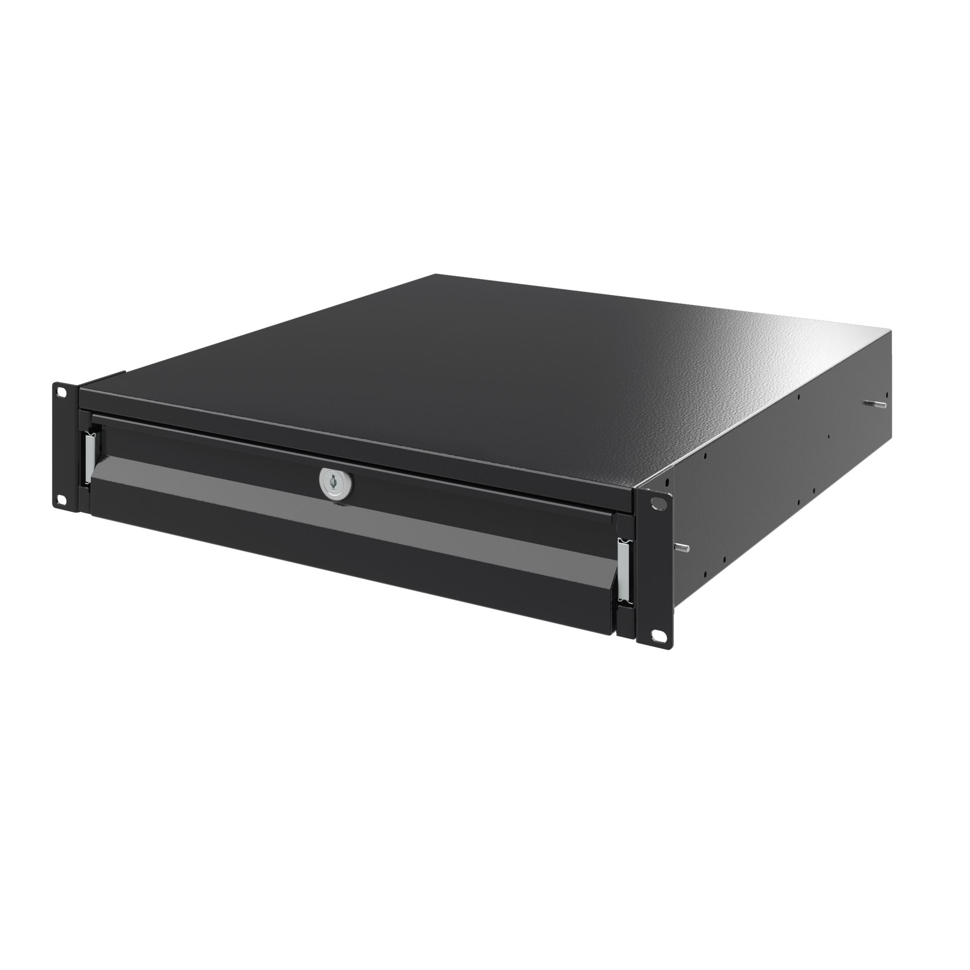 Ящик выдвижной с ключом 2U, глубина 300мм, для 19" IT-корпусов, RAL9005 ...