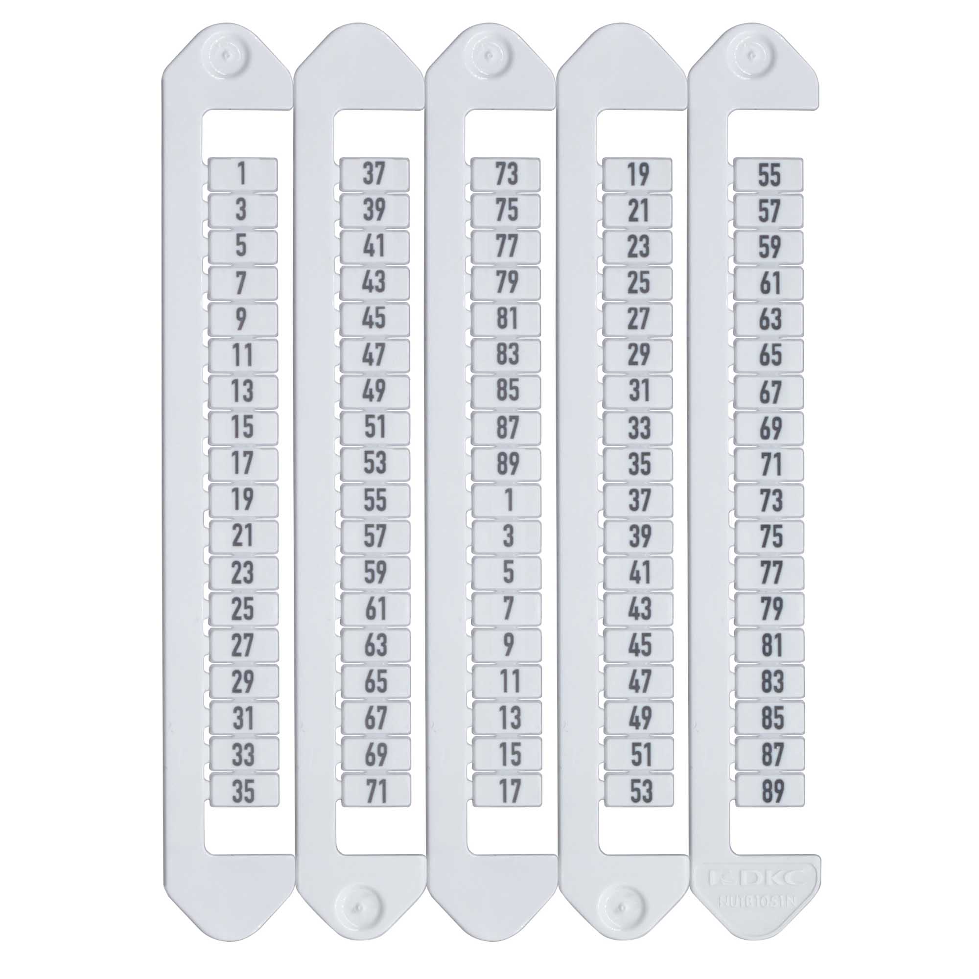 Маркировка для клемм, ширина 5 мм, от 1 до 89, вертикальная ориентация