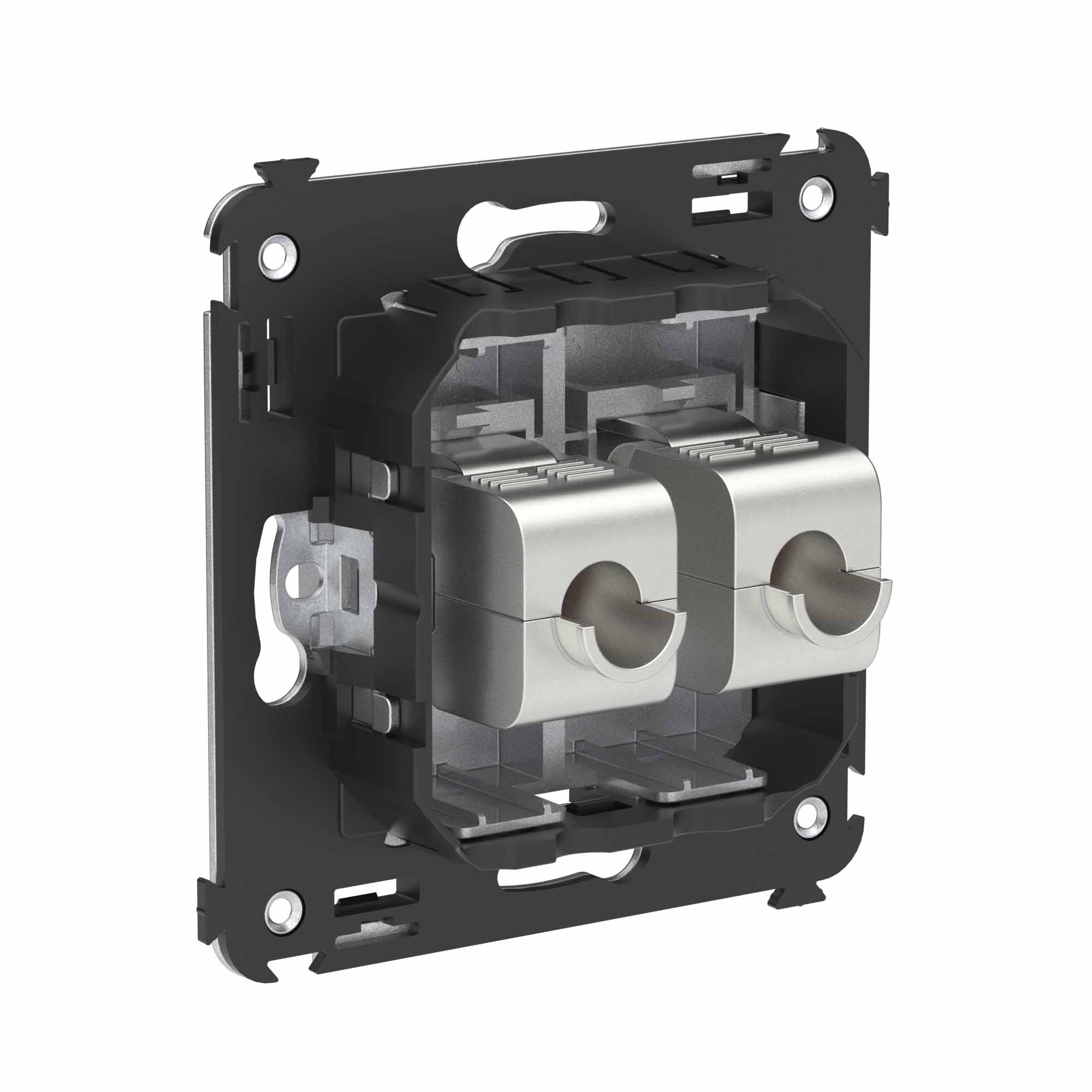 Компьютерная розетка RJ-45 без шторки в стену, кат.6А двойная экранированная, Avanti, закаленная сталь