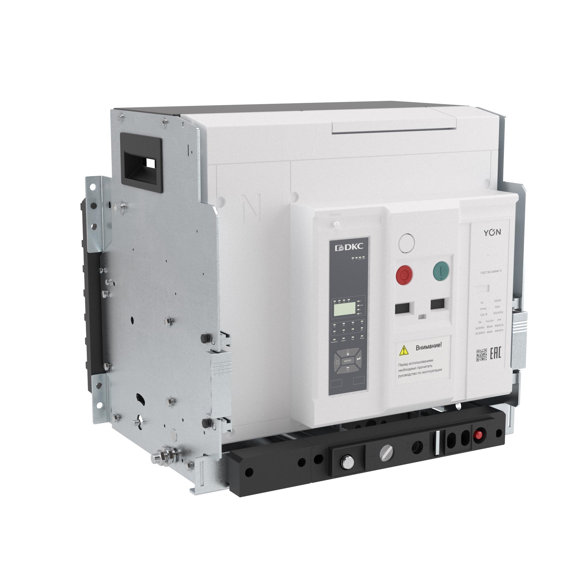 Воздушные автоматические выключатели YON pro ANX  Воздушный автоматический выключатель YON pro ANX20H 4P 2000 А 85 кА, типоразмер N, расцепитель ETA, выкатной, горизонтальное/вертикальное подключение, управление 220 В AC DKC|ДКС