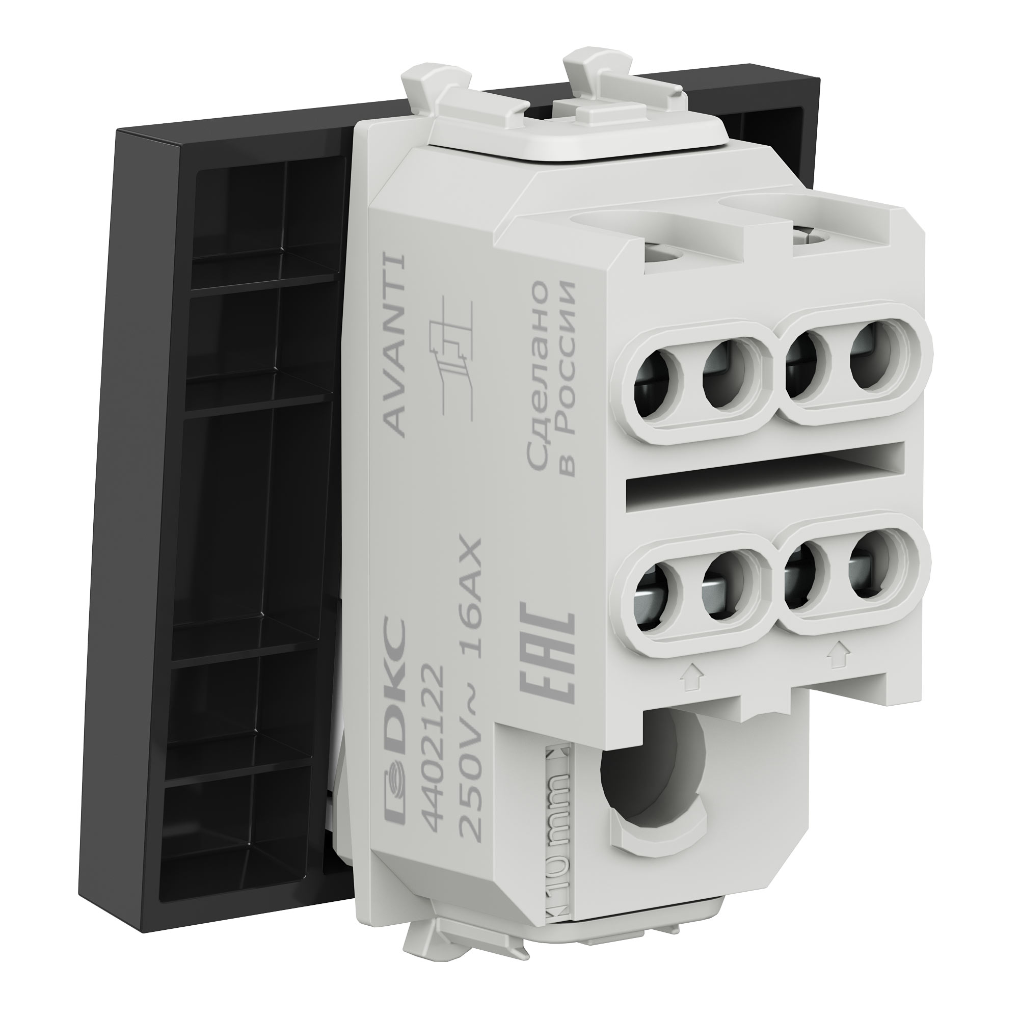 Инвертор одноклавишный модульный, Avanti, черный квадрат, 2 модуля