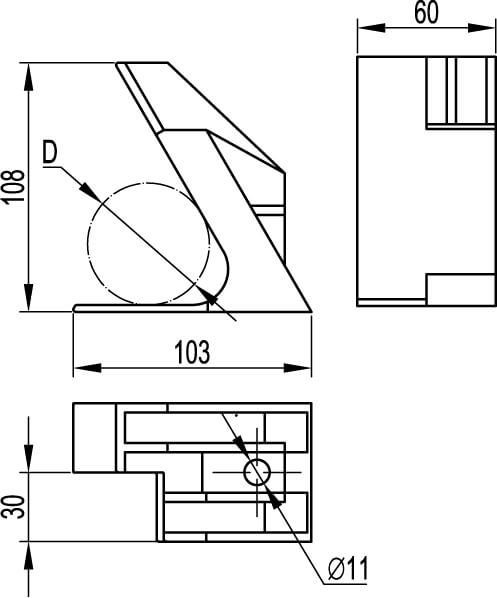 Кабельный держатель для крепления в треугольник, д. 30-40 мм, тип 1 ДКС ...