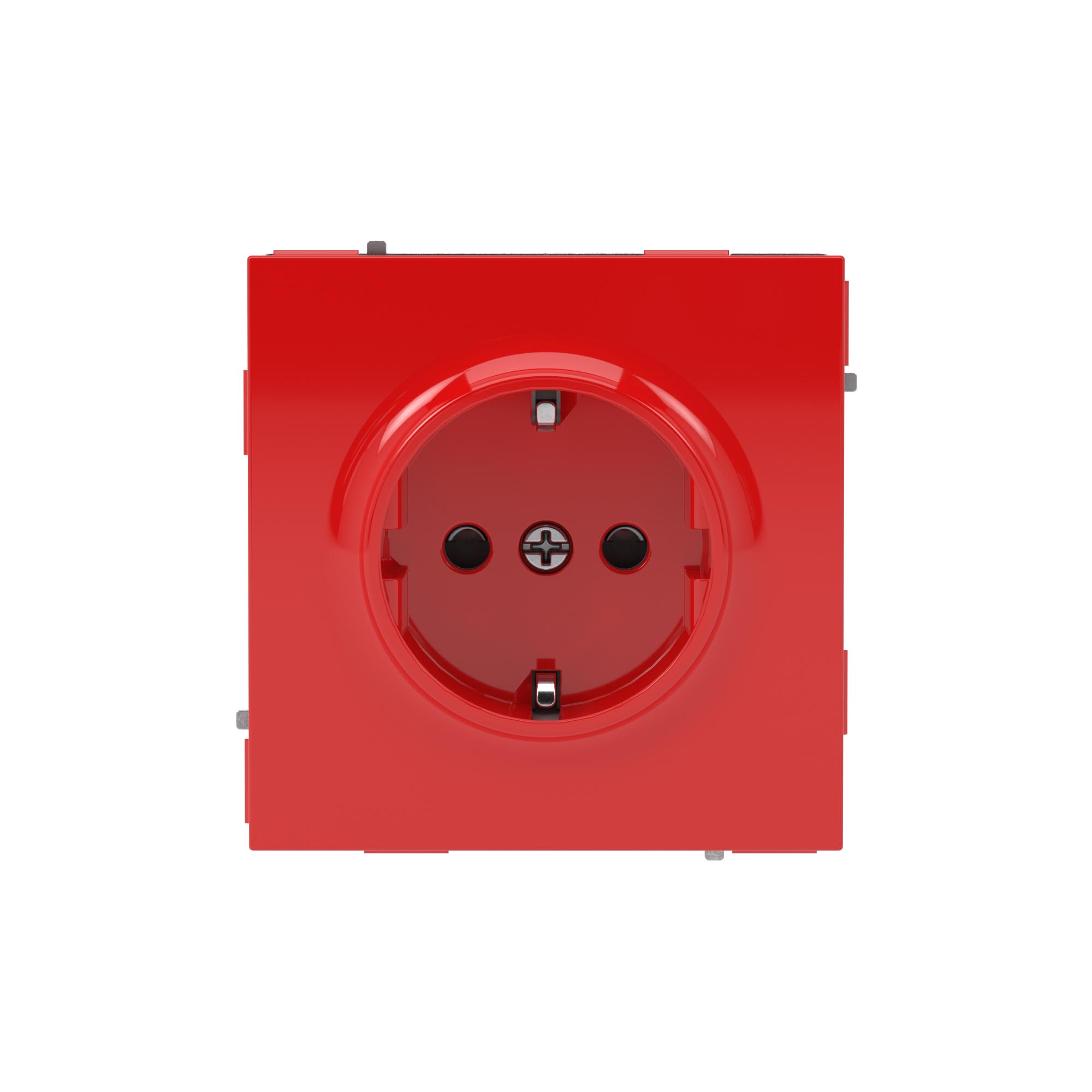 Розетка силовая, 2P+E, с з/ш, KANT, красный сатин