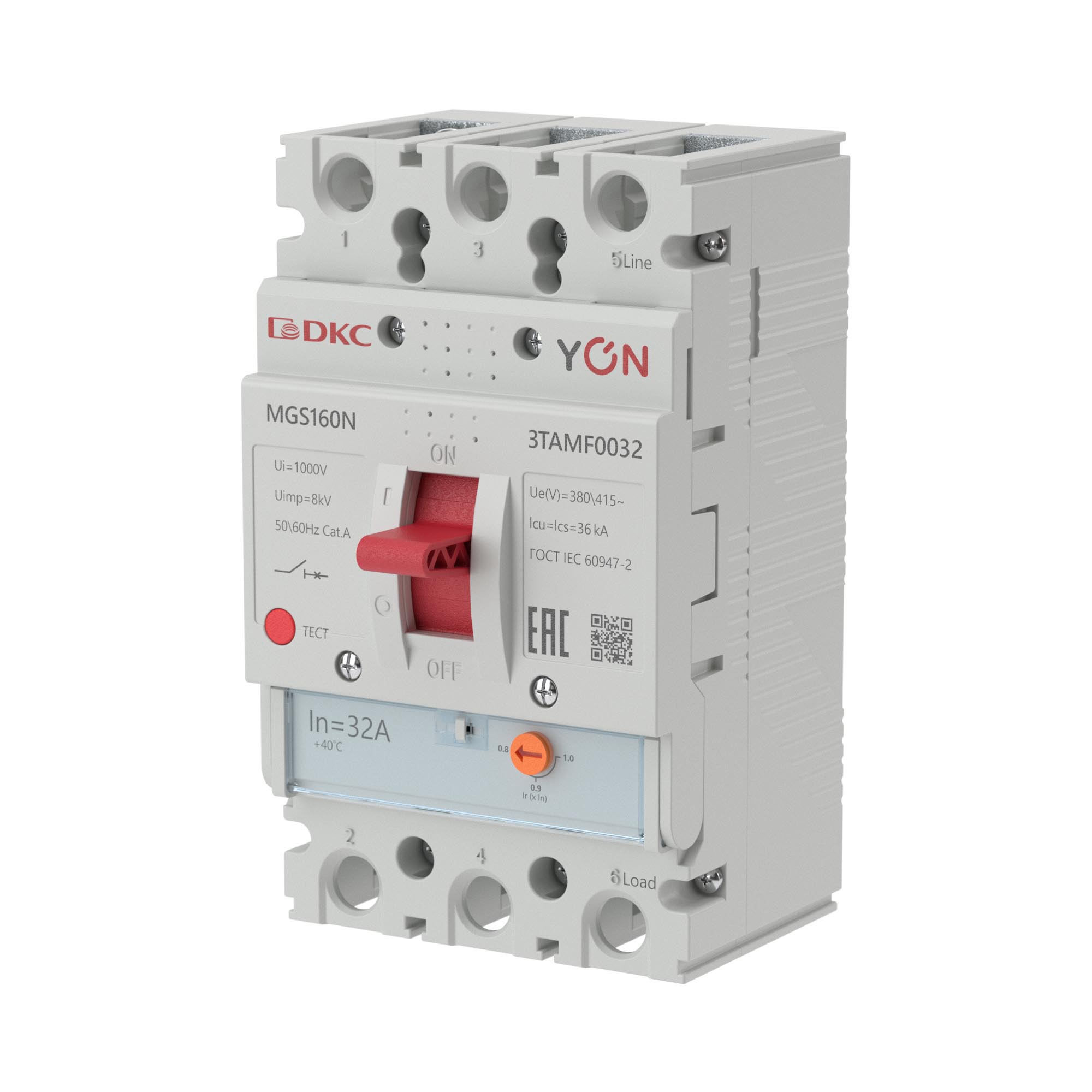 Автоматические выключатели в литом корпусе YON MAX MGS Авт. выкл. YON MGS160 3P 25,6-32A 36kA DKC|ДКС