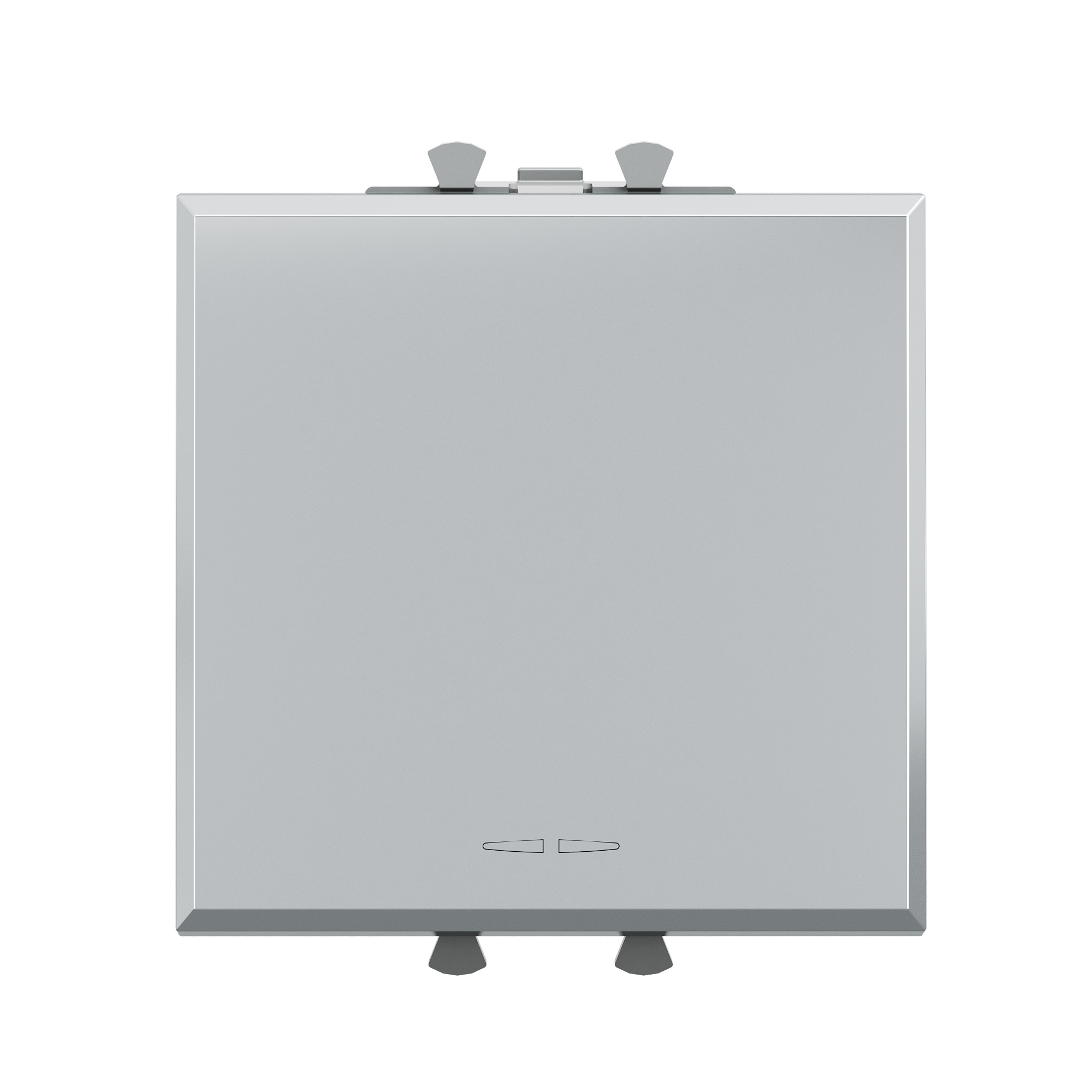 Выключатель двухполюсный одноклавишный модульный, Avanti, закаленная  сталь, 2 модуля